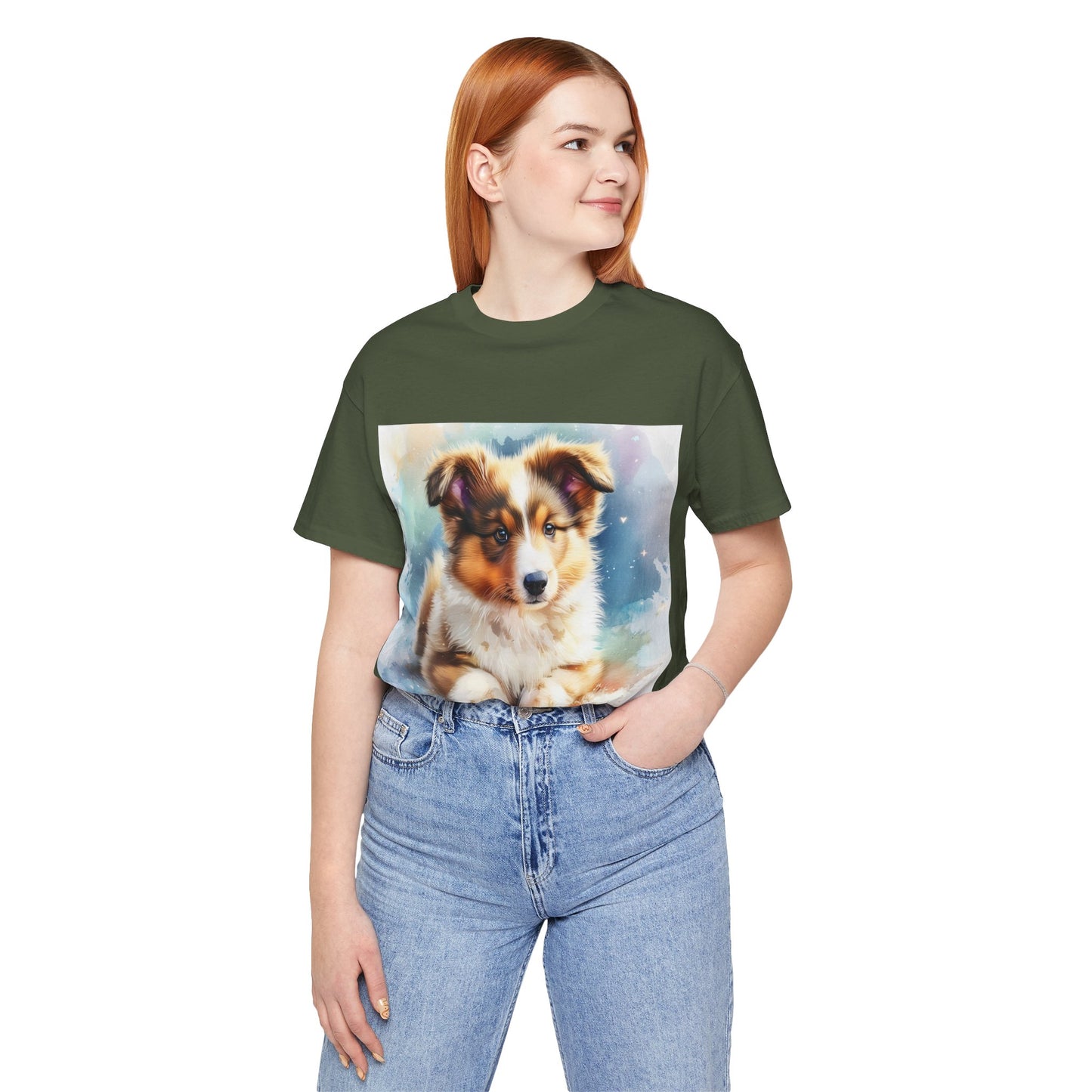 Watercolor Shetland Sheepdog Unisex Jersey Short Sleeve Tee