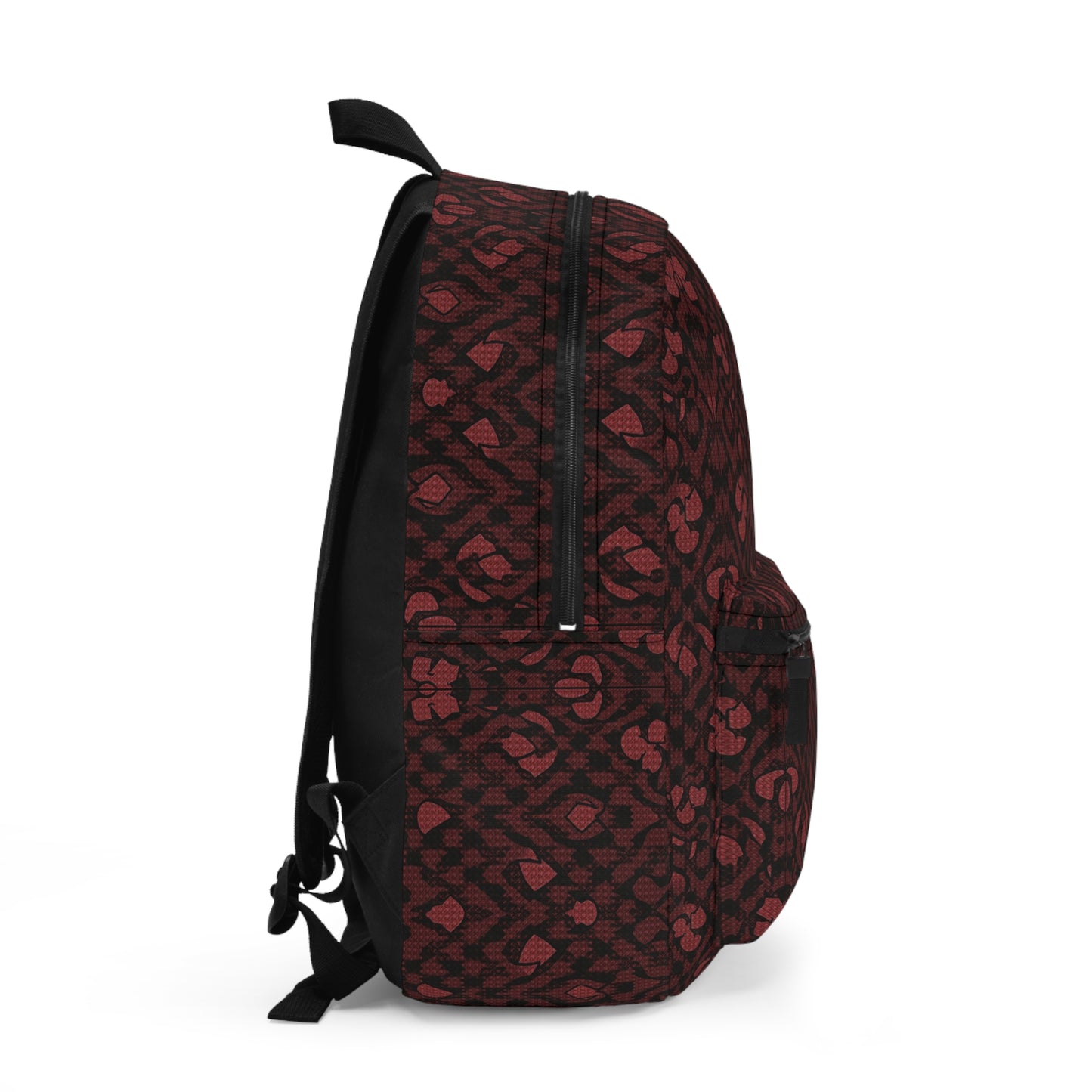 Gothic Red Lace Patterned Backpack for School and Travel