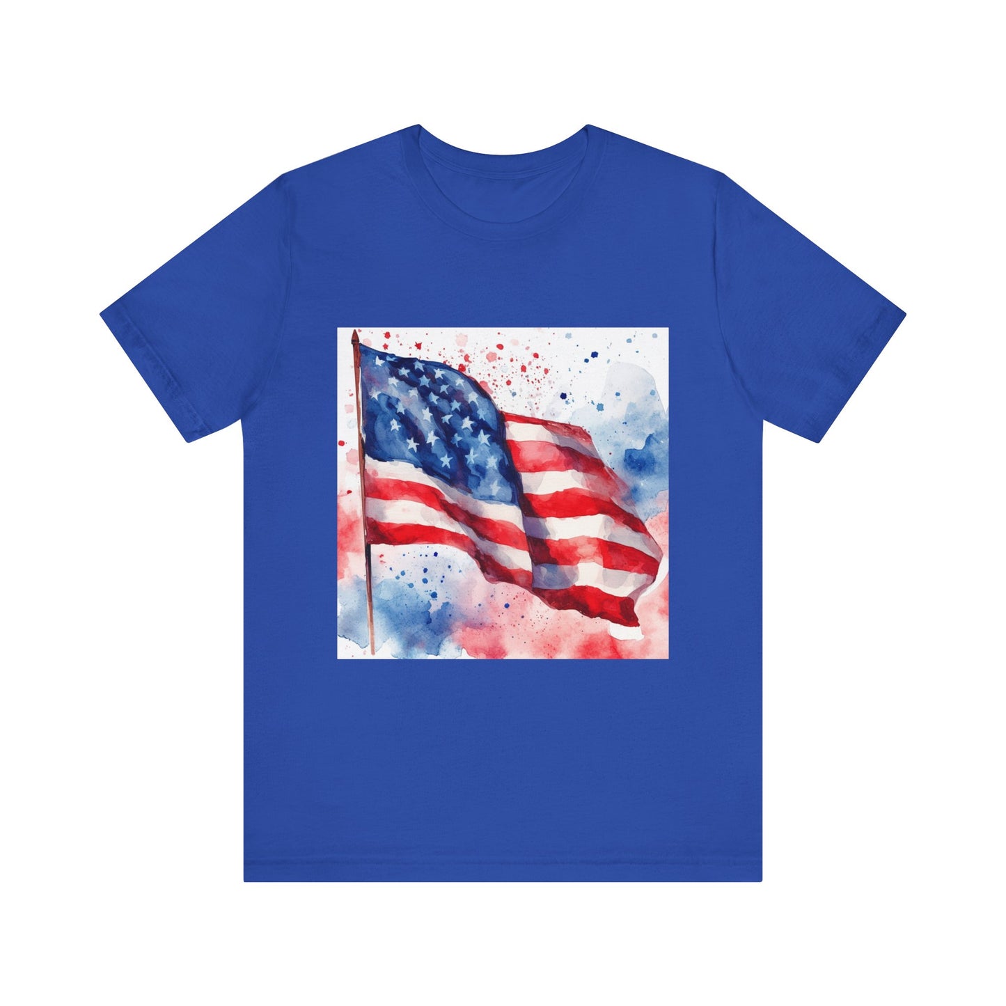 Patriotic Watercolor Flag Tee - Unisex Short Sleeve Shirt for Independence Day