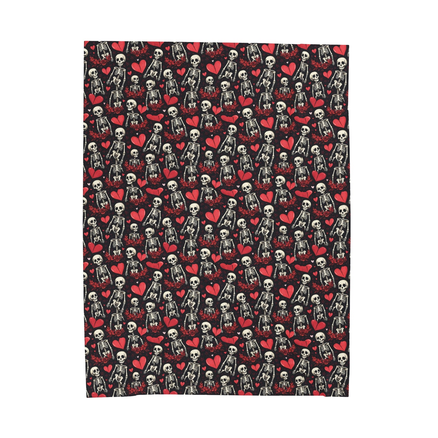 Skulls and Hearts Velveteen Plush Blanket