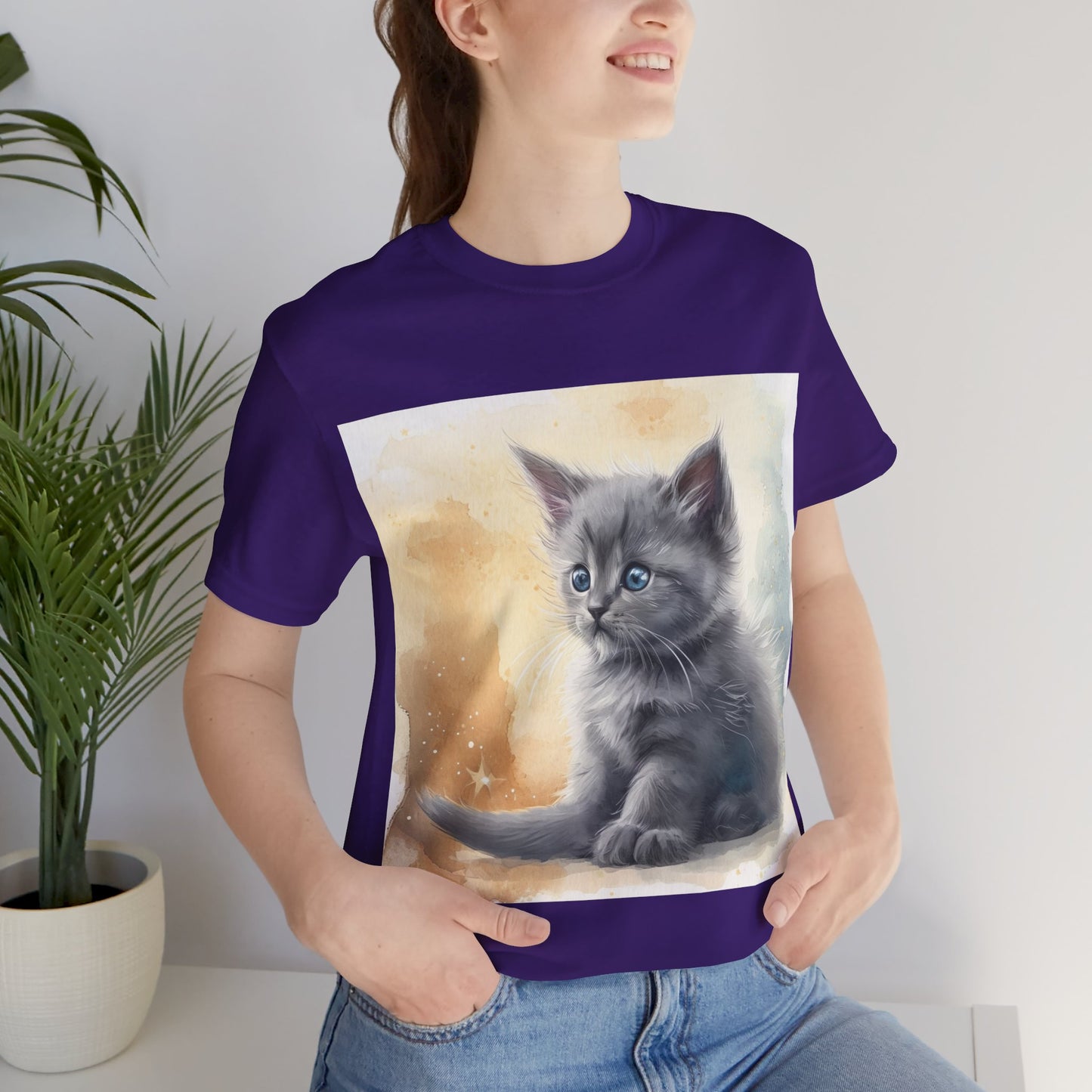 Fluffy Gray Kitten Unisex Jersey Short Sleeve Tee