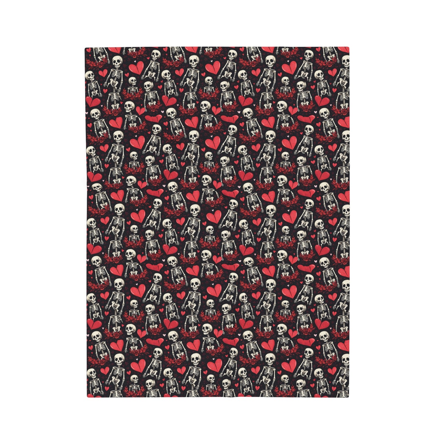 Skulls and Hearts Velveteen Plush Blanket