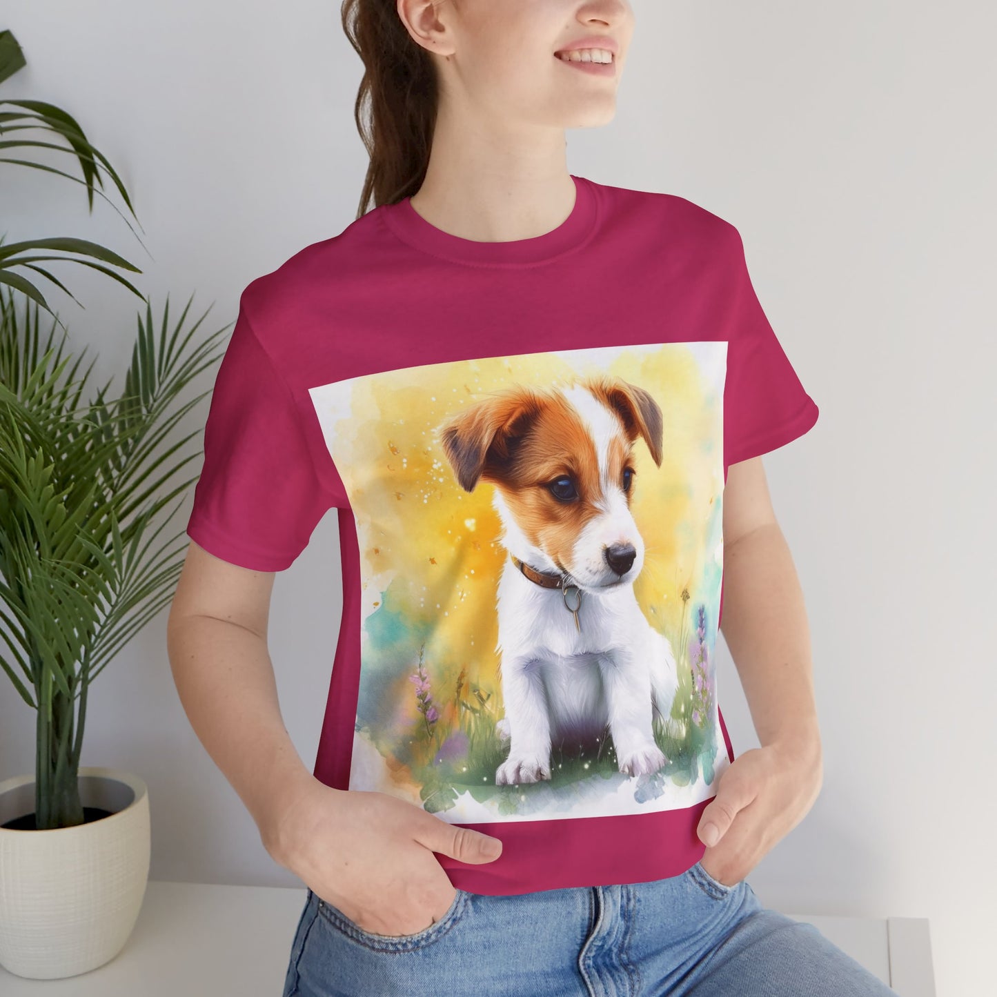 Fuzzy Jack Russell Unisex Jersey Short Sleeve Tee