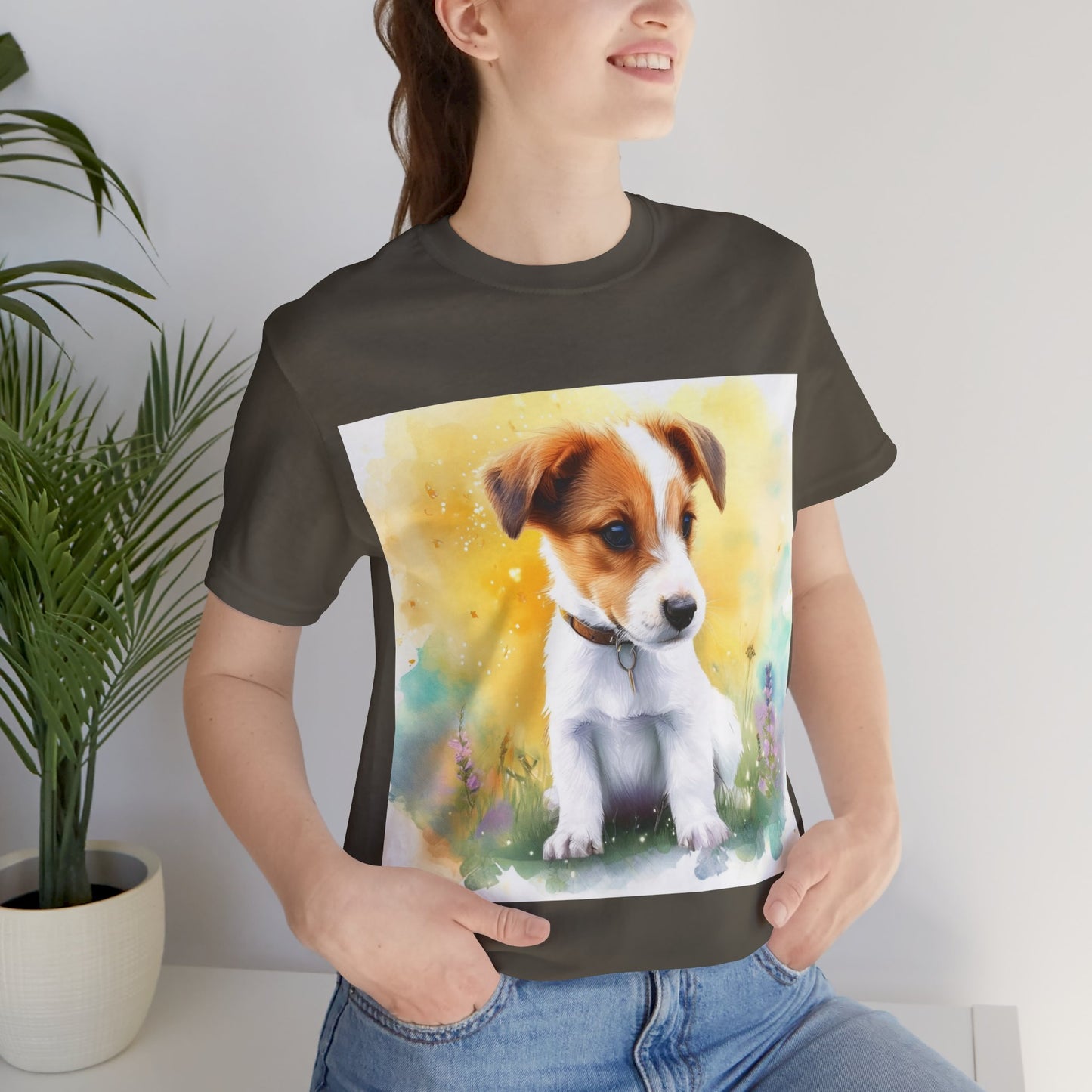 Fuzzy Jack Russell Unisex Jersey Short Sleeve Tee
