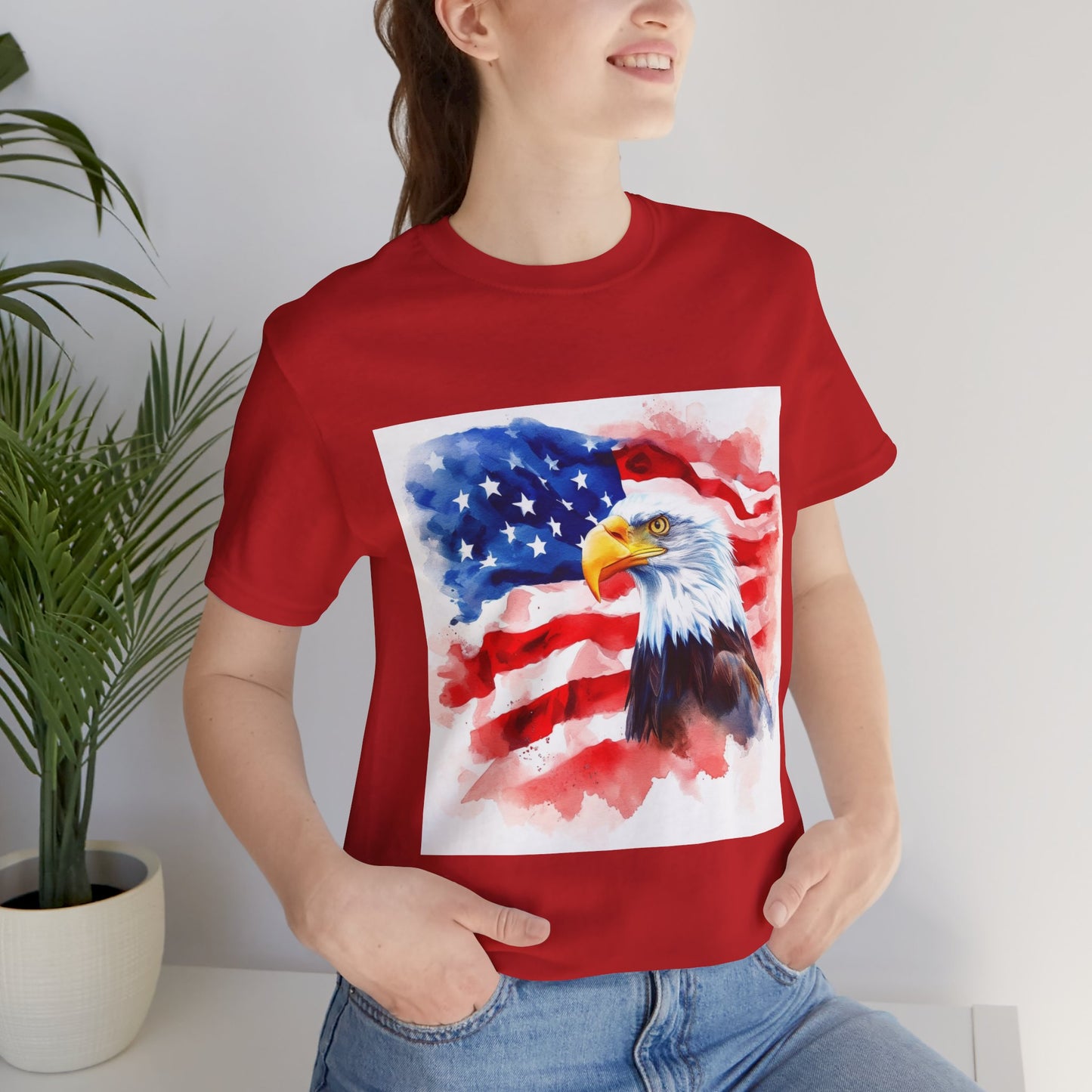 Patriotic Eagle Unisex Tee - American Flag Design