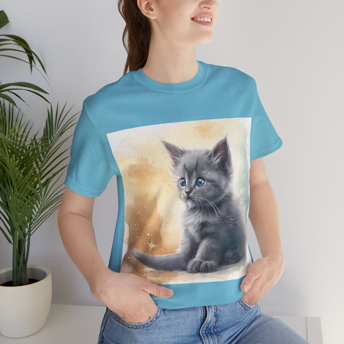 Fluffy Gray Kitten Unisex Jersey Short Sleeve Tee