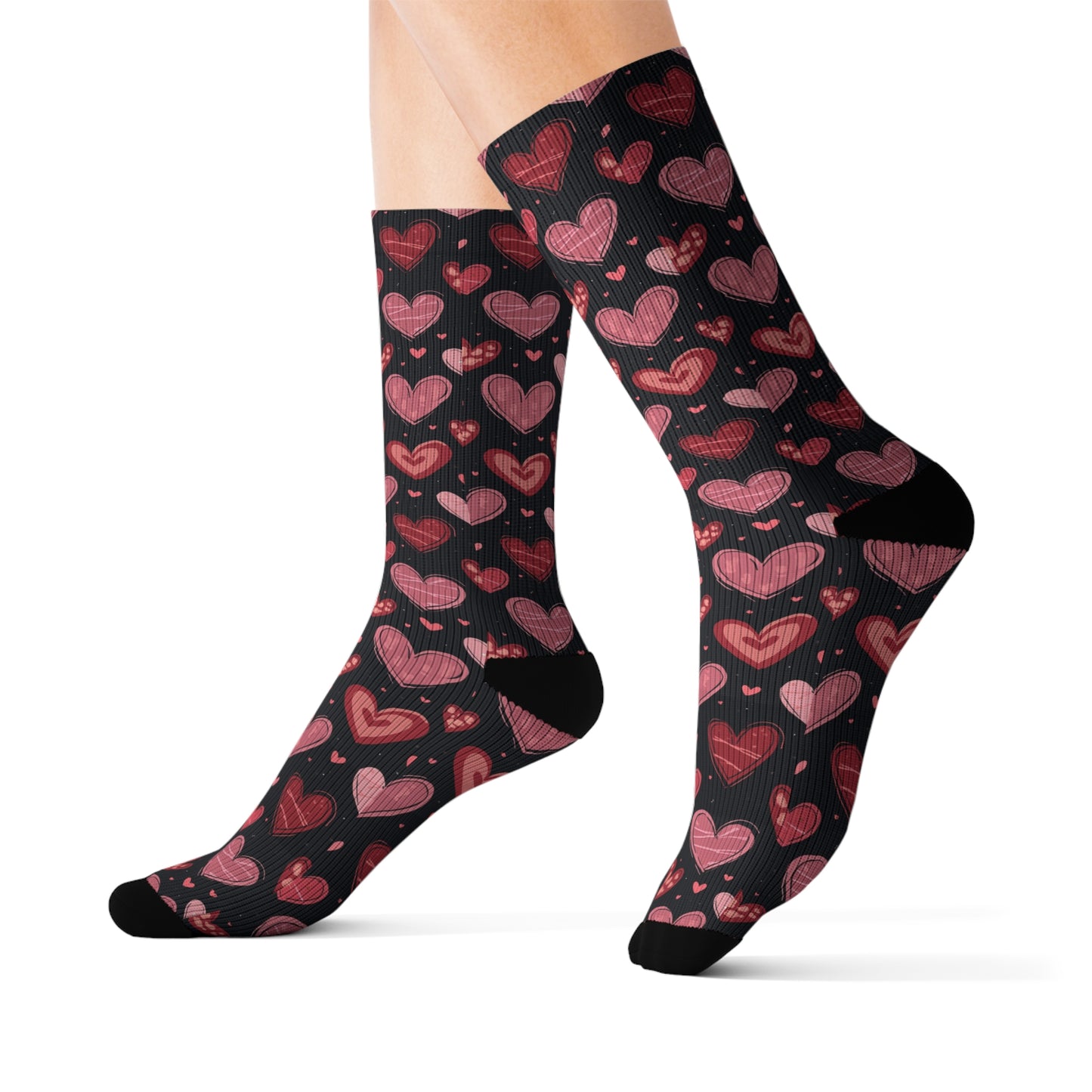 Cute Heart Sublimation Socks