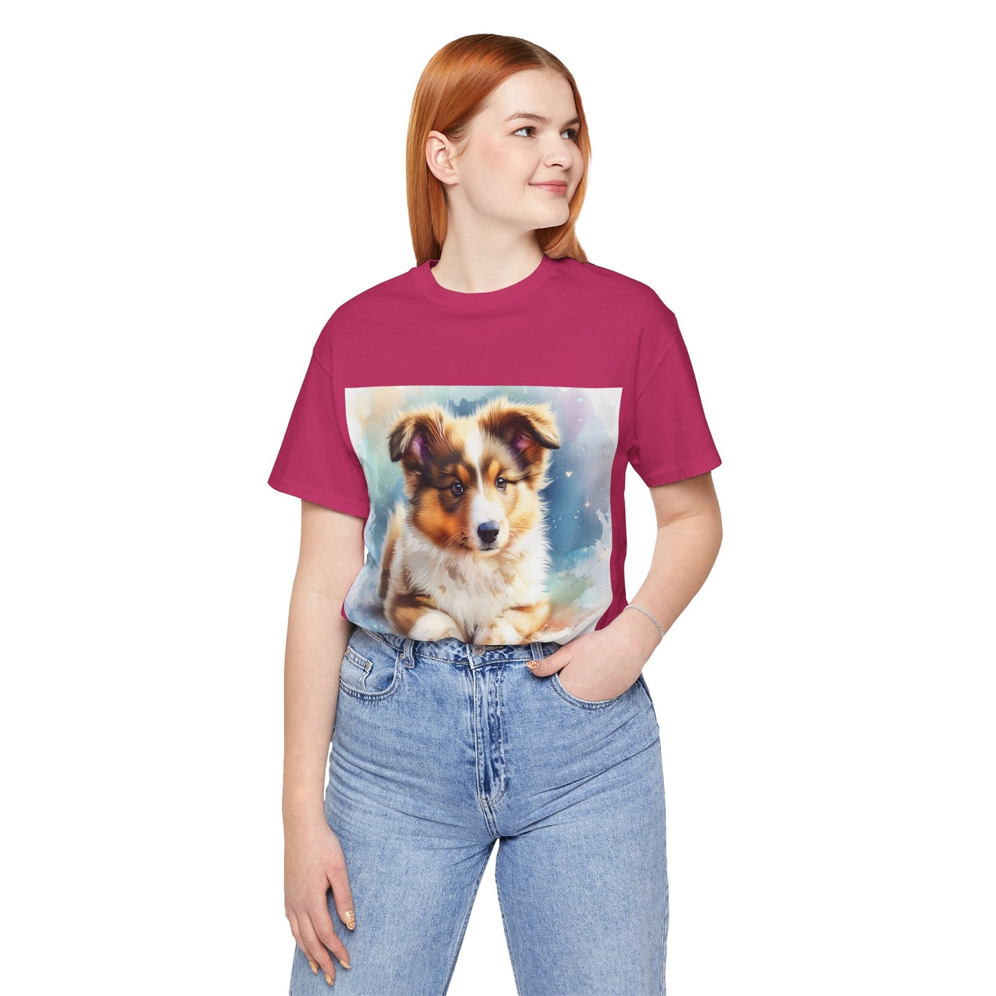 Watercolor Shetland Sheepdog Unisex Jersey Short Sleeve Tee