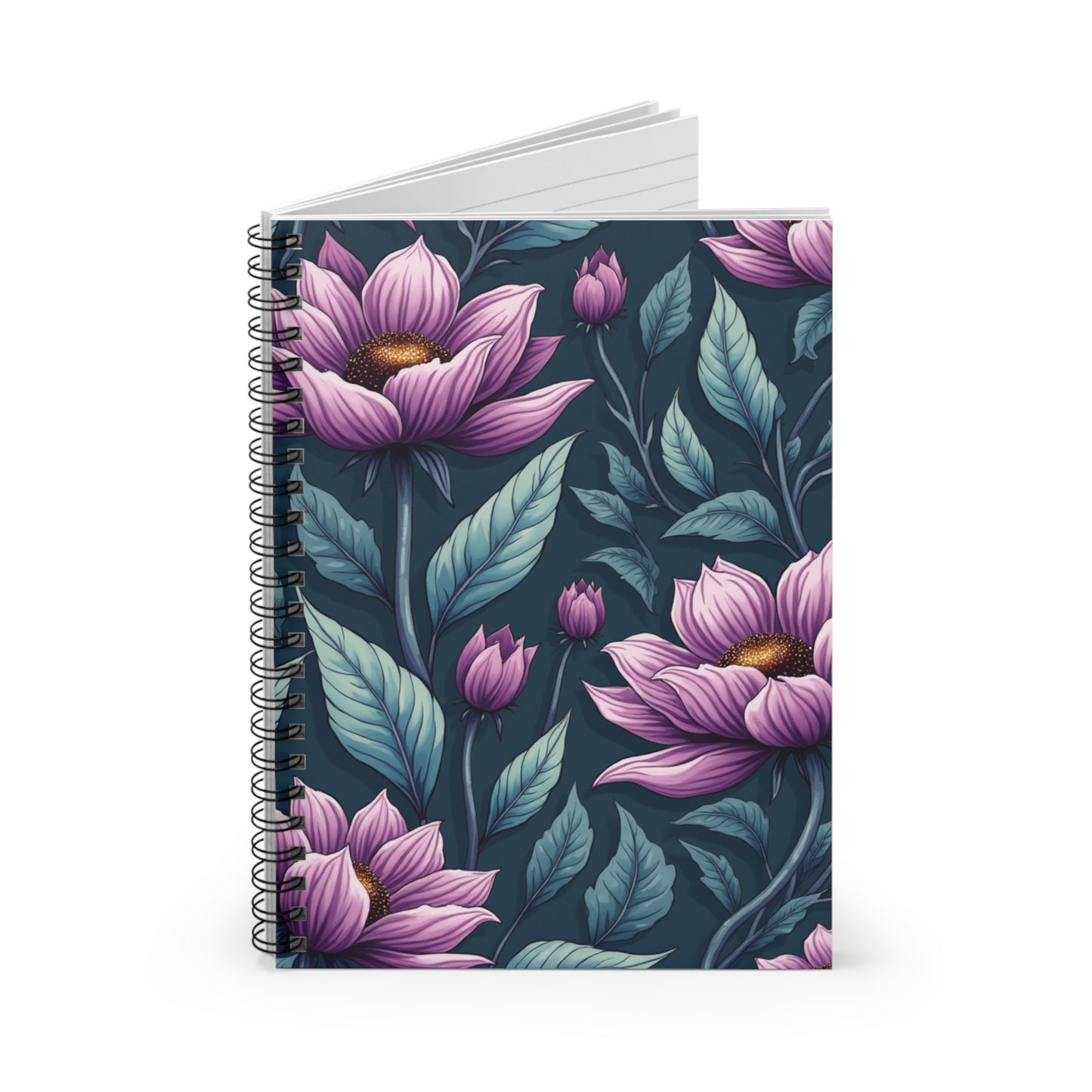 Bright Pointed Flowers Spiral Notebook - Ruled Lines for Nature Lovers
