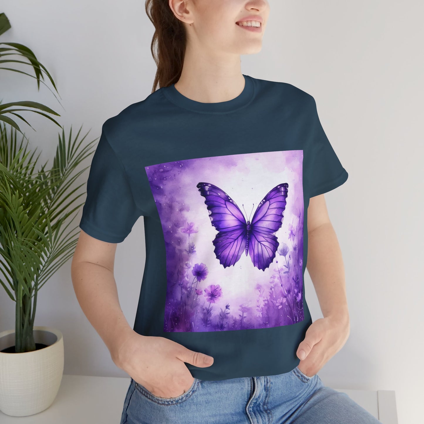 Lavender Flutter Unisex Short Sleeve Tee - Nature Inspired T-Shirt for Relaxed Days