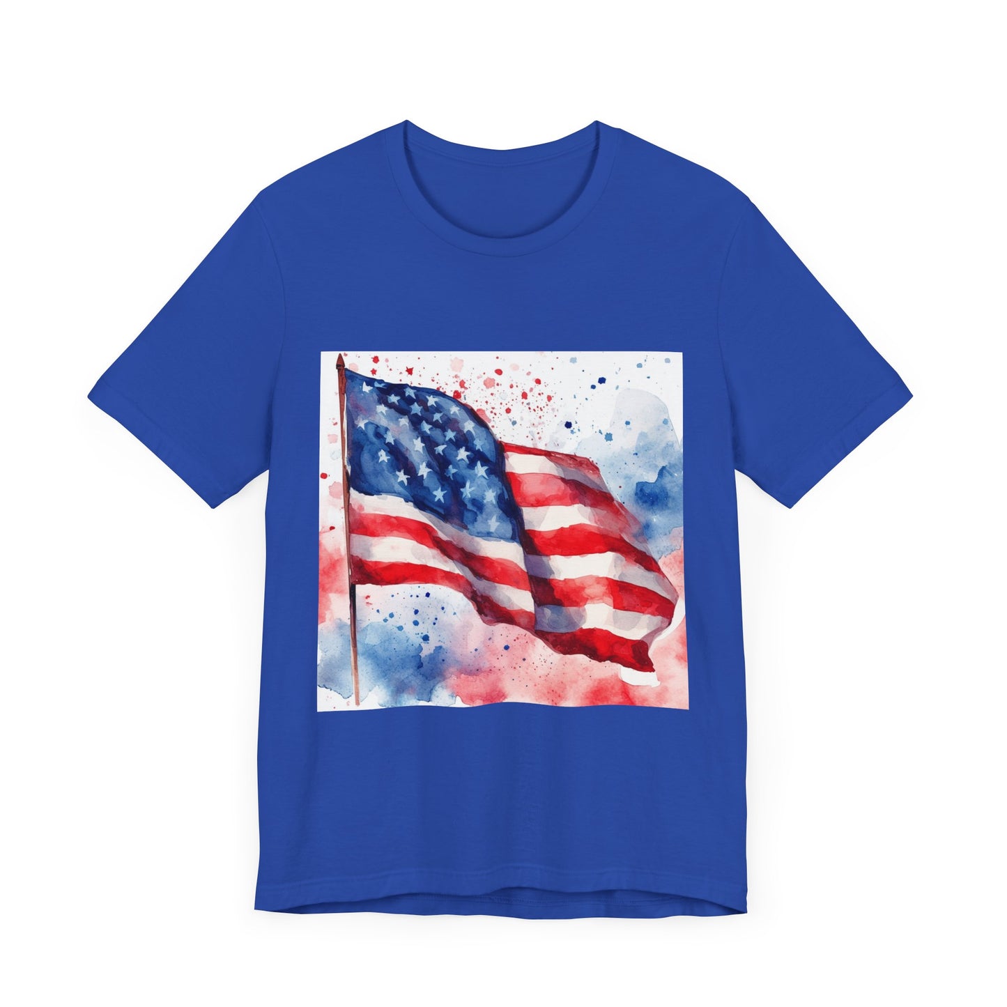 Patriotic Watercolor Flag Tee - Unisex Short Sleeve Shirt for Independence Day