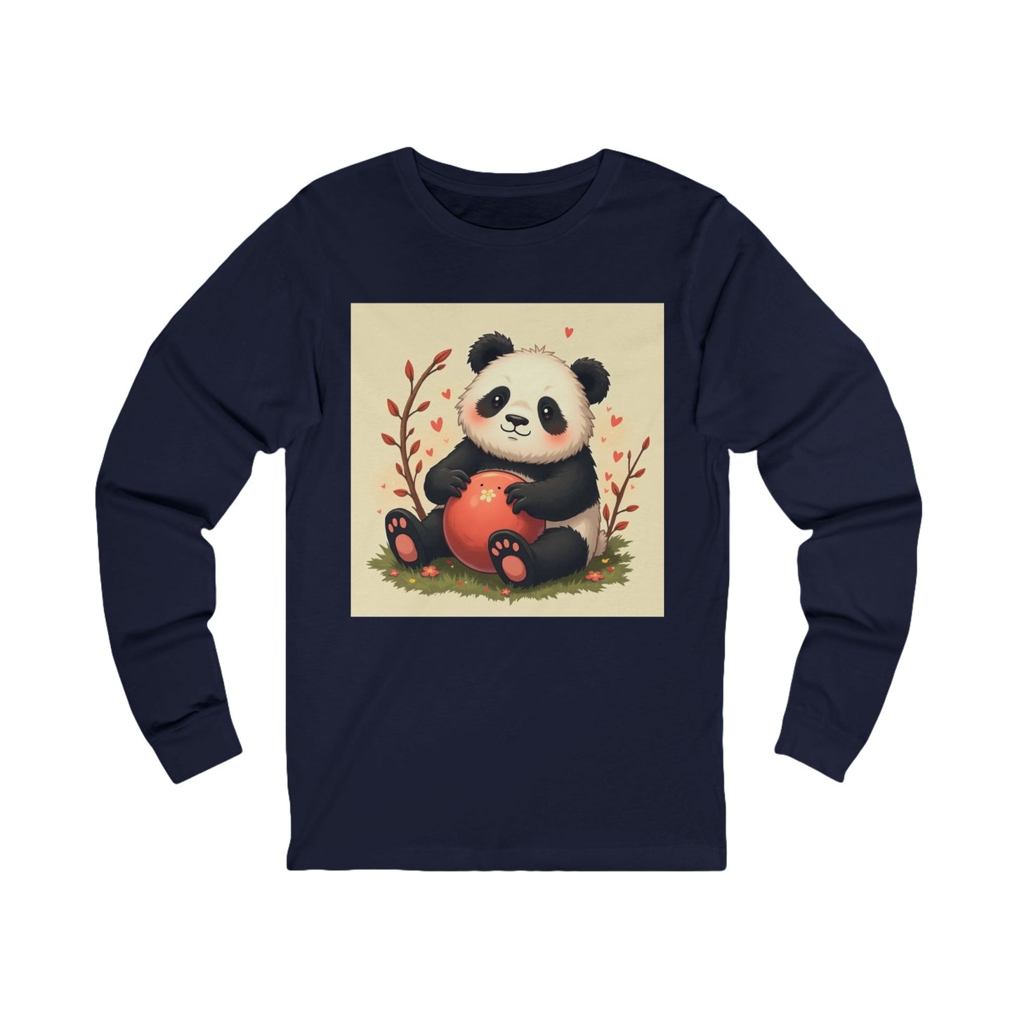 Cute Cartoon Panda Unisex Jersey Long Sleeve Tee