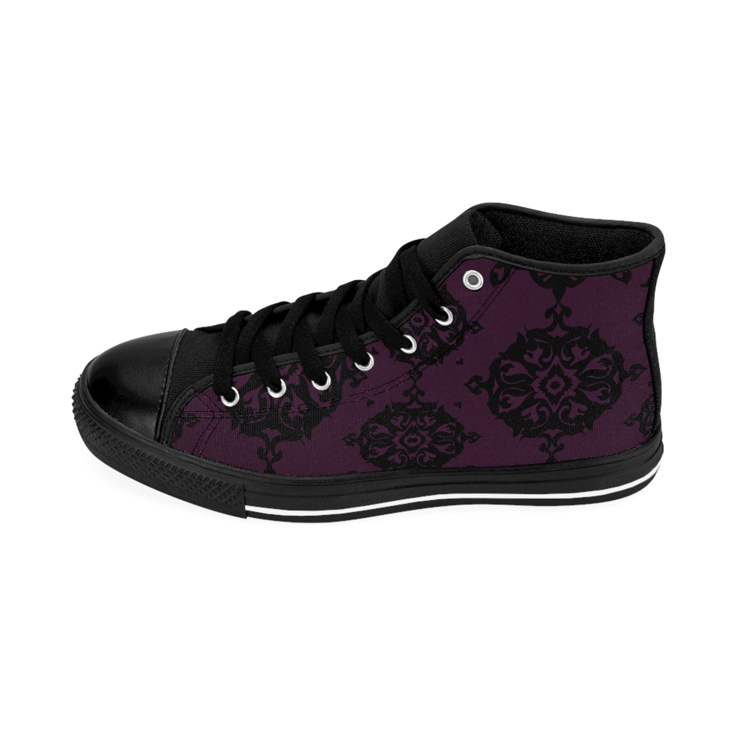 Dark Purple Gothic Pattern Women's Classic Sneakers