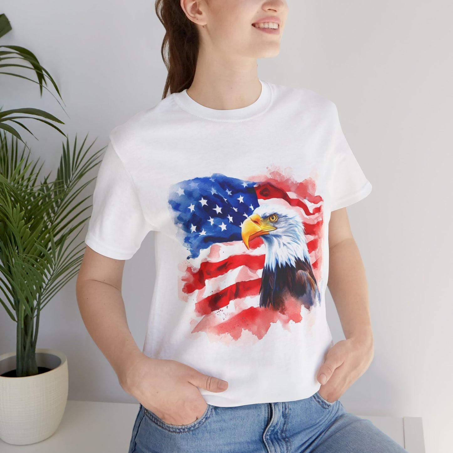 Patriotic Eagle Unisex Tee - American Flag Design
