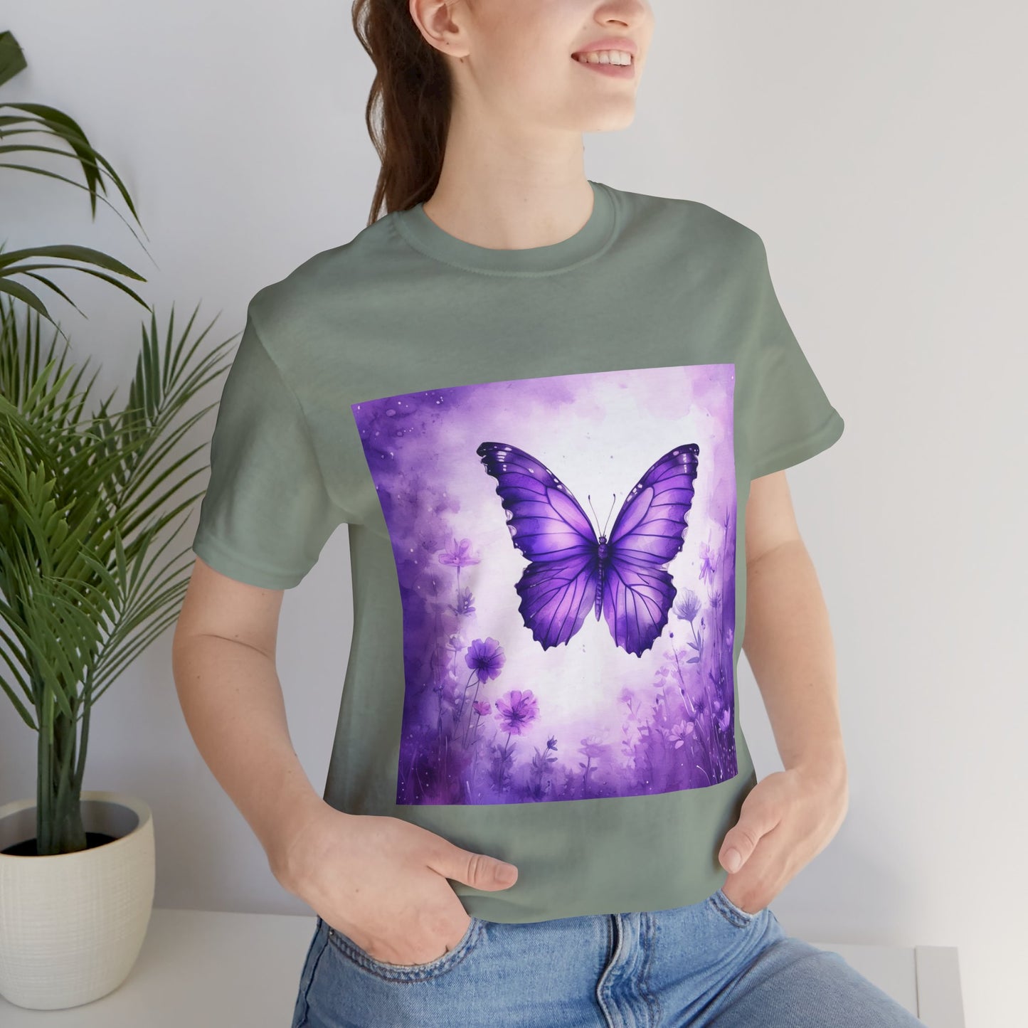 Lavender Flutter Unisex Short Sleeve Tee - Nature Inspired T-Shirt for Relaxed Days