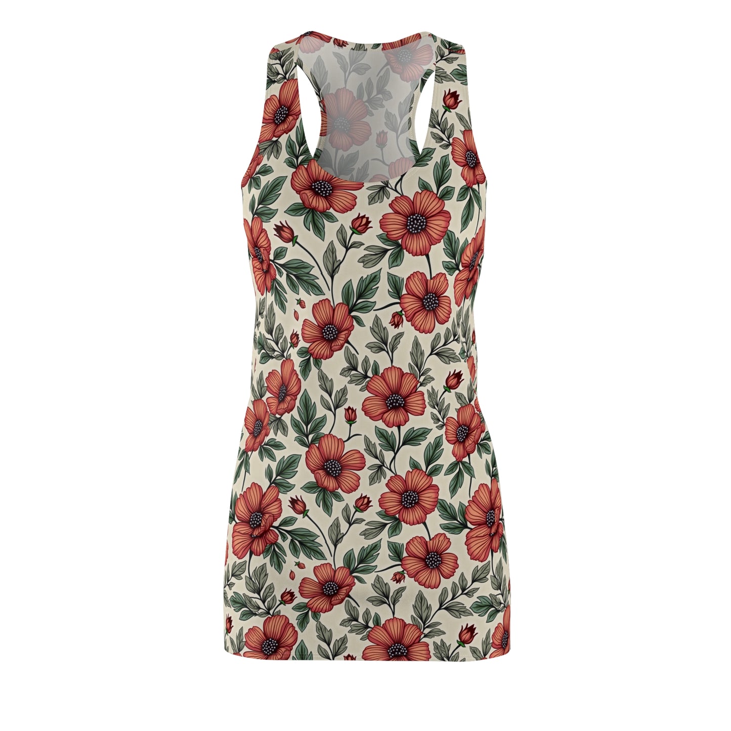 Floral Rouge Summer Racerback Dress – Perfect for Picnics and Vacations