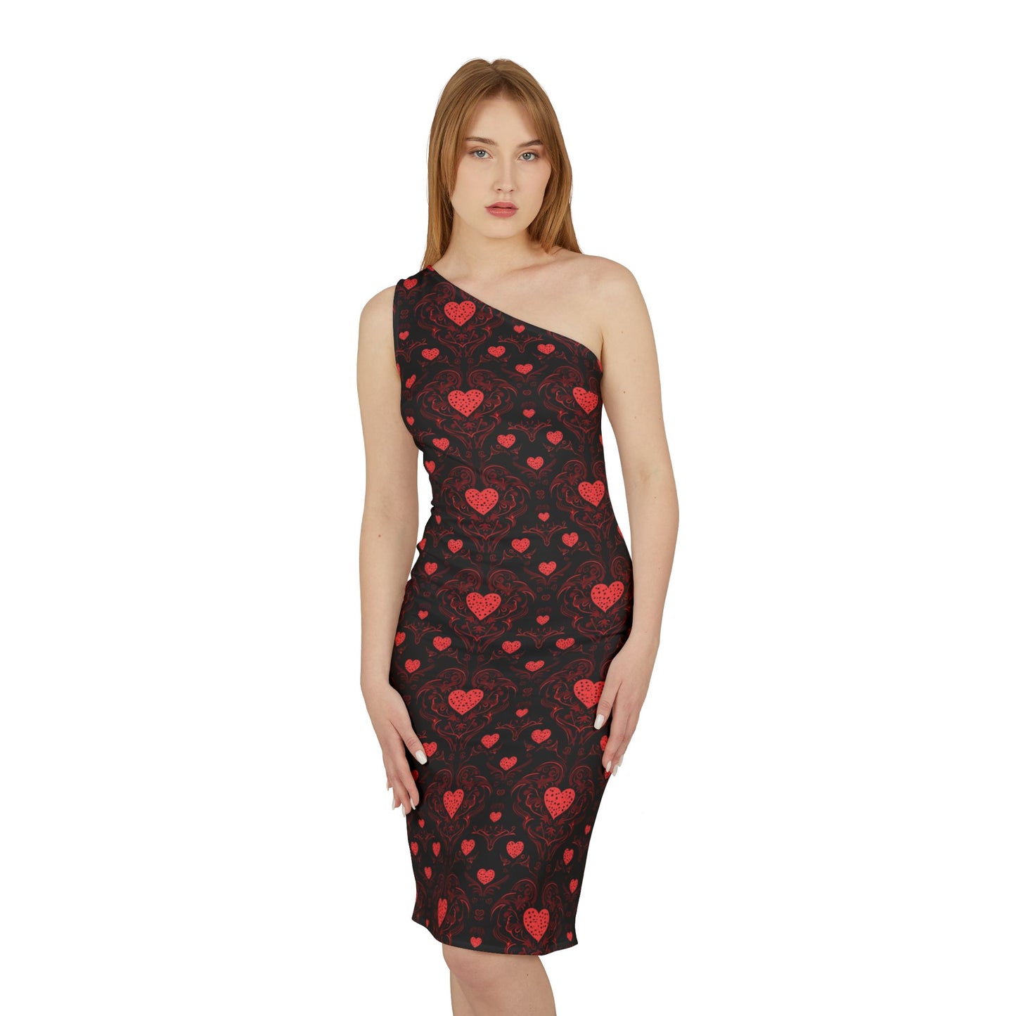 Gothic Hearts Shoulder Dress (AOP)