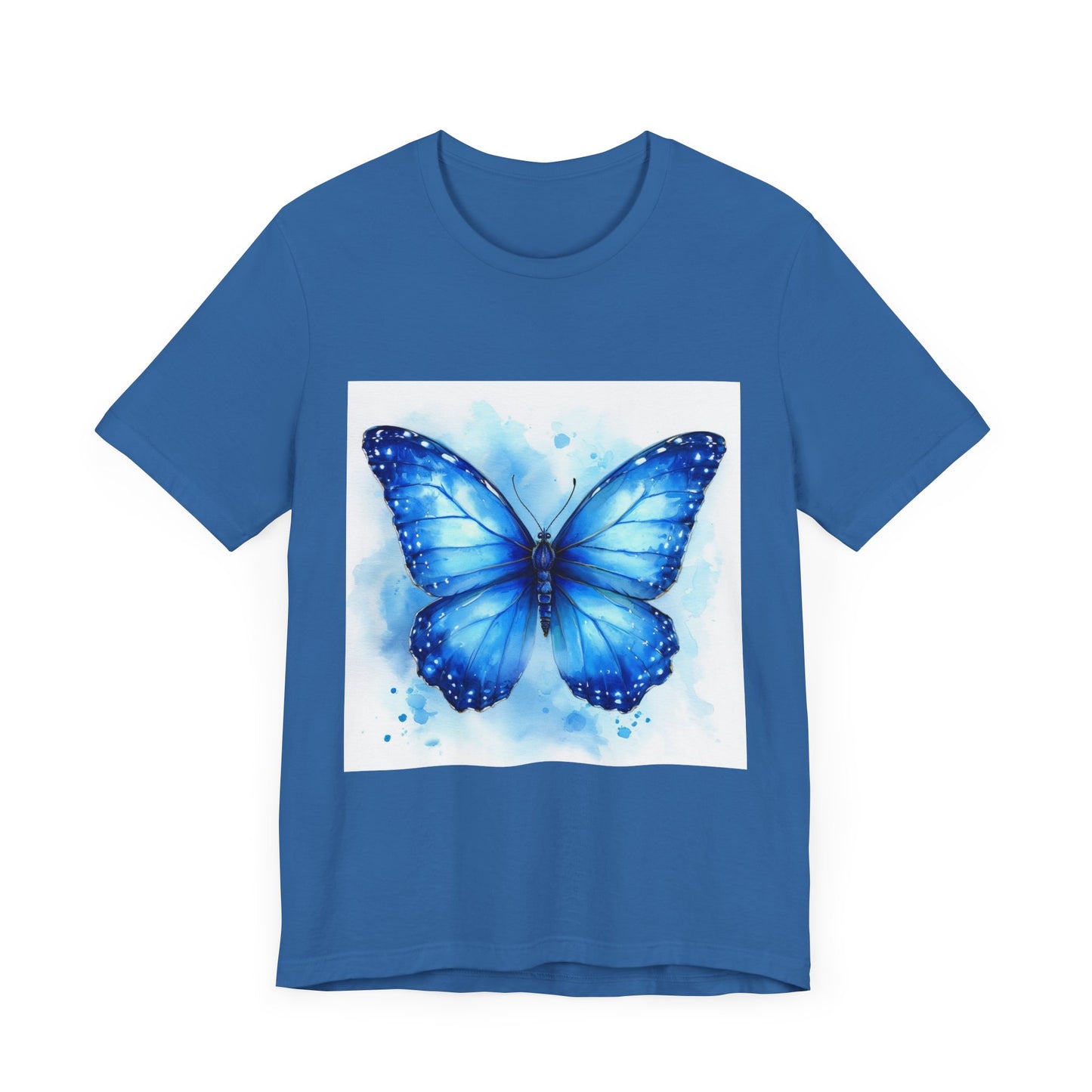 Blue Watercolor Butterfly Unisex Jersey Tee - Nature Inspired T-Shirt