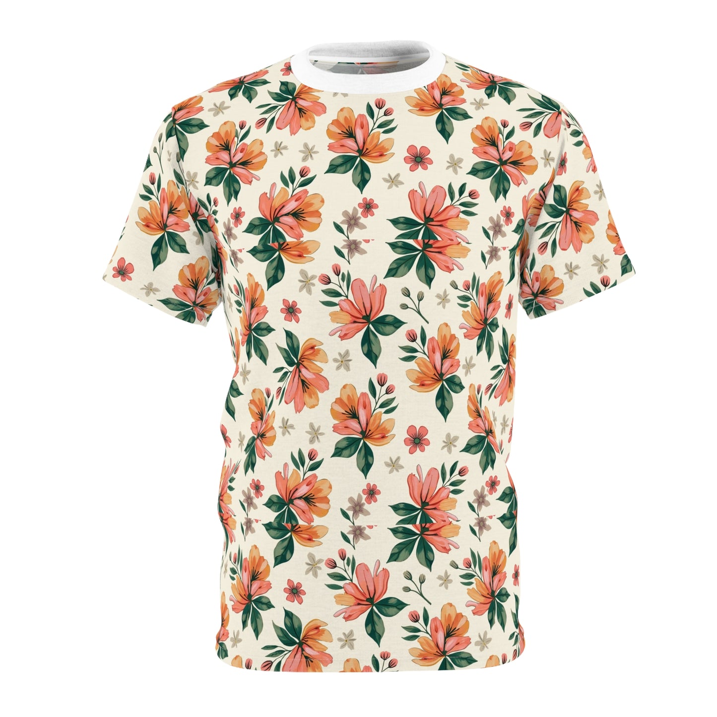 Bright Tropical Floral Unisex Cut and Sew Tee
