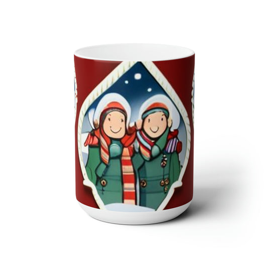 Caroling Christmas Ceramic Mug 15oz