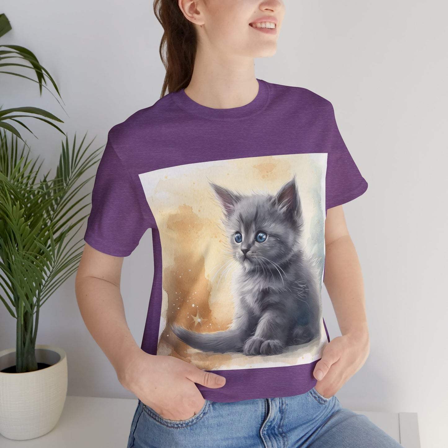 Fluffy Gray Kitten Unisex Jersey Short Sleeve Tee