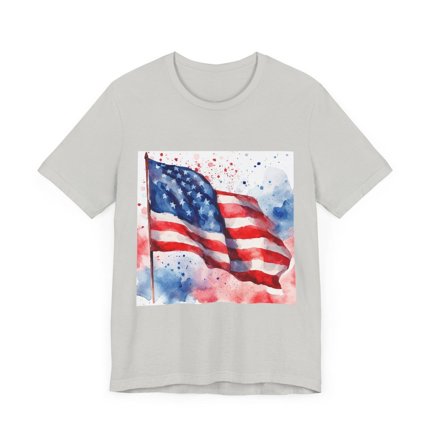 Patriotic Watercolor Flag Tee - Unisex Short Sleeve Shirt for Independence Day