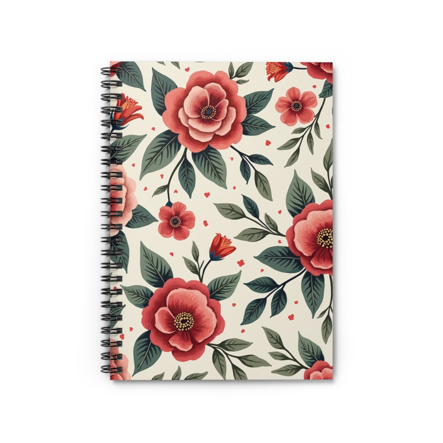 Cute Rouge Floral Spiral Notebook - Elegant Ruled Lines for Creative Mind