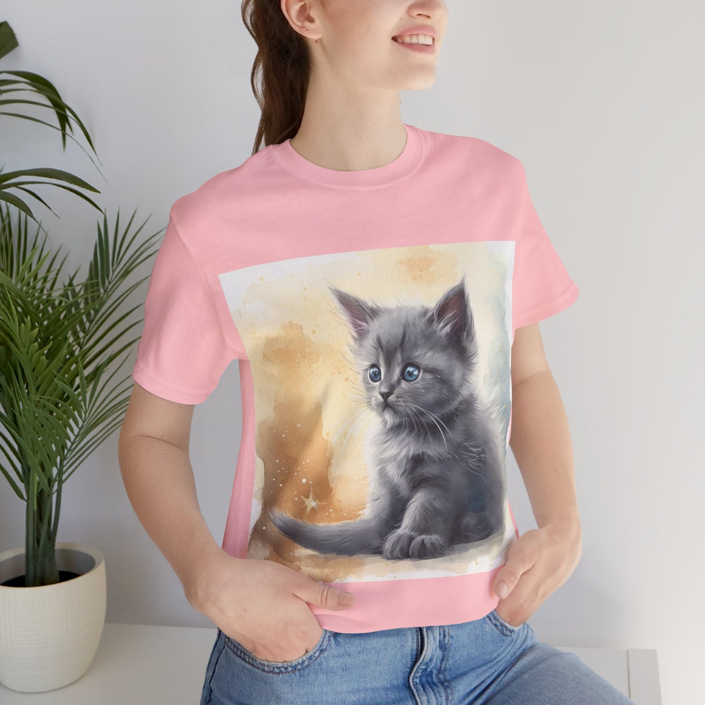 Fluffy Gray Kitten Unisex Jersey Short Sleeve Tee
