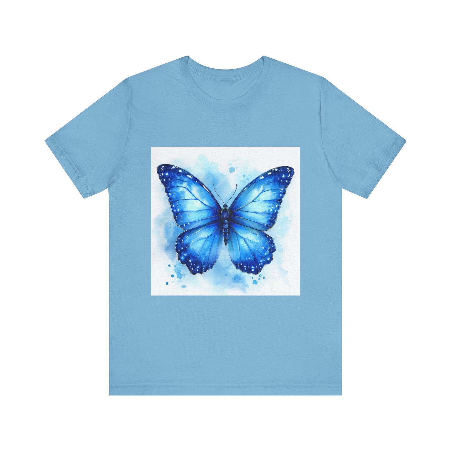 Blue Watercolor Butterfly Unisex Jersey Tee - Nature Inspired T-Shirt