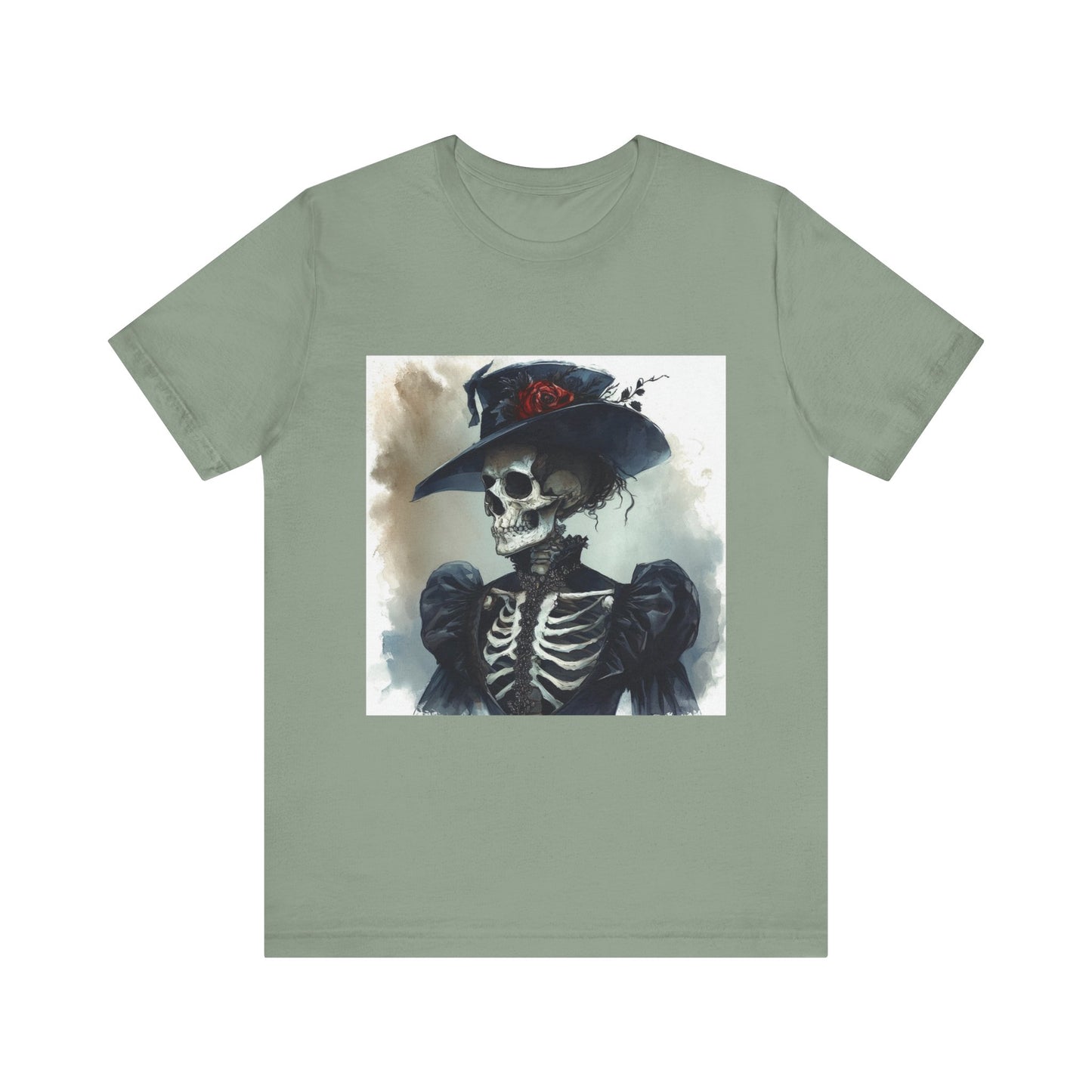 Rose Hat Skeleton Unisex Jersey Short Sleeve Tee
