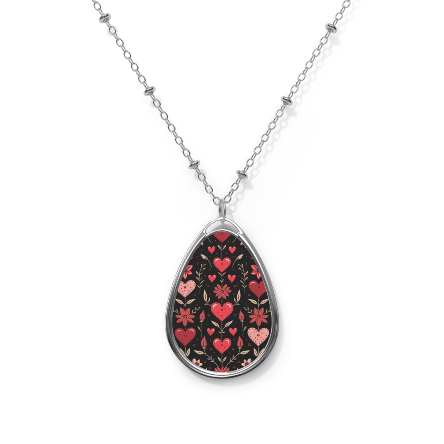Sweetheart Blooms Oval Necklace