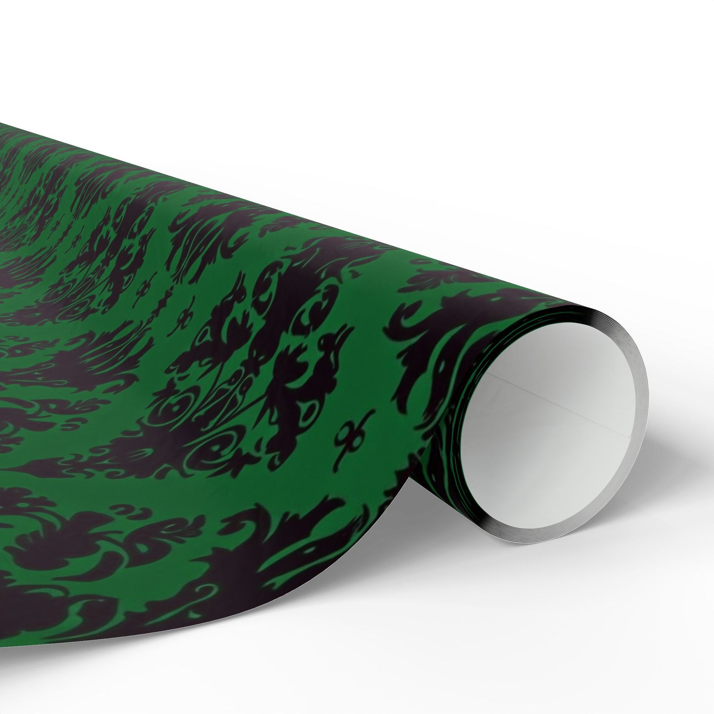 Green and Black Victorian Damask Wrapping Papers