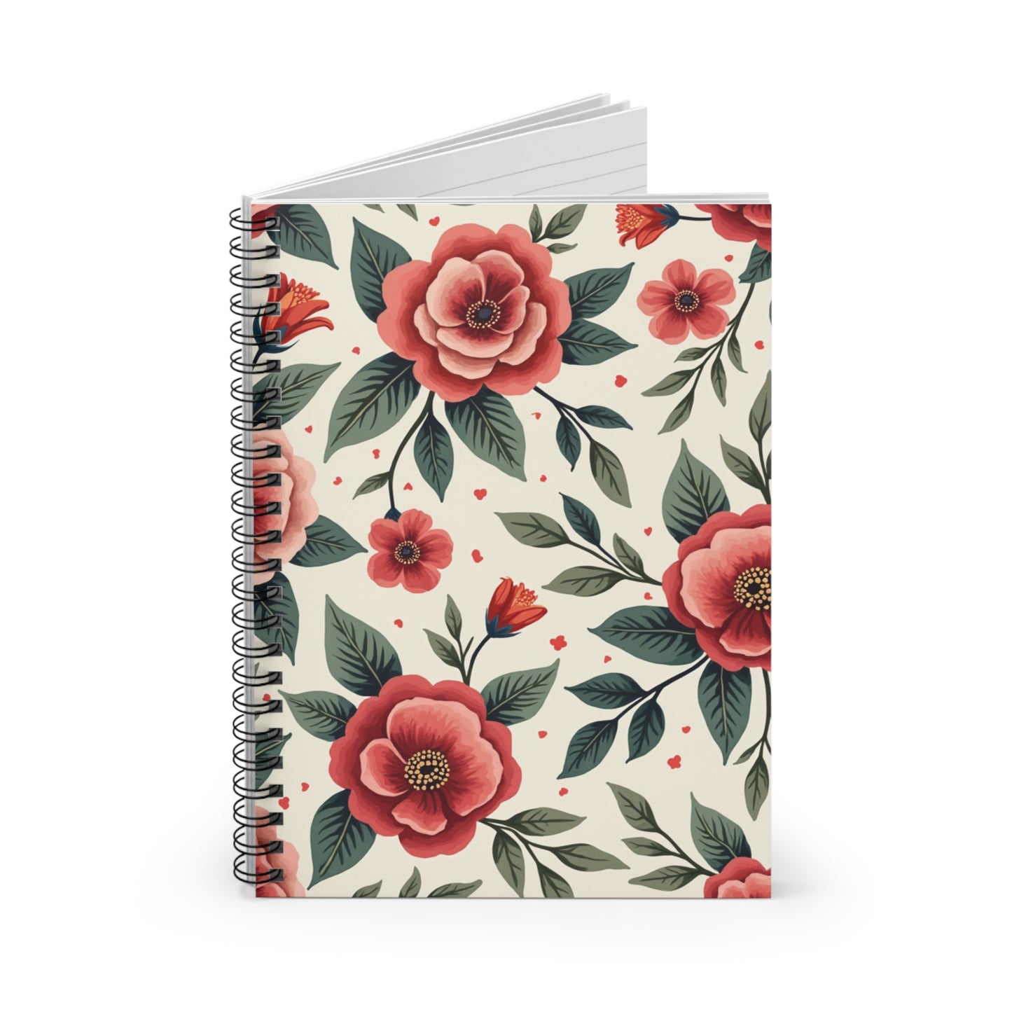 Cute Rouge Floral Spiral Notebook - Elegant Ruled Lines for Creative Mind