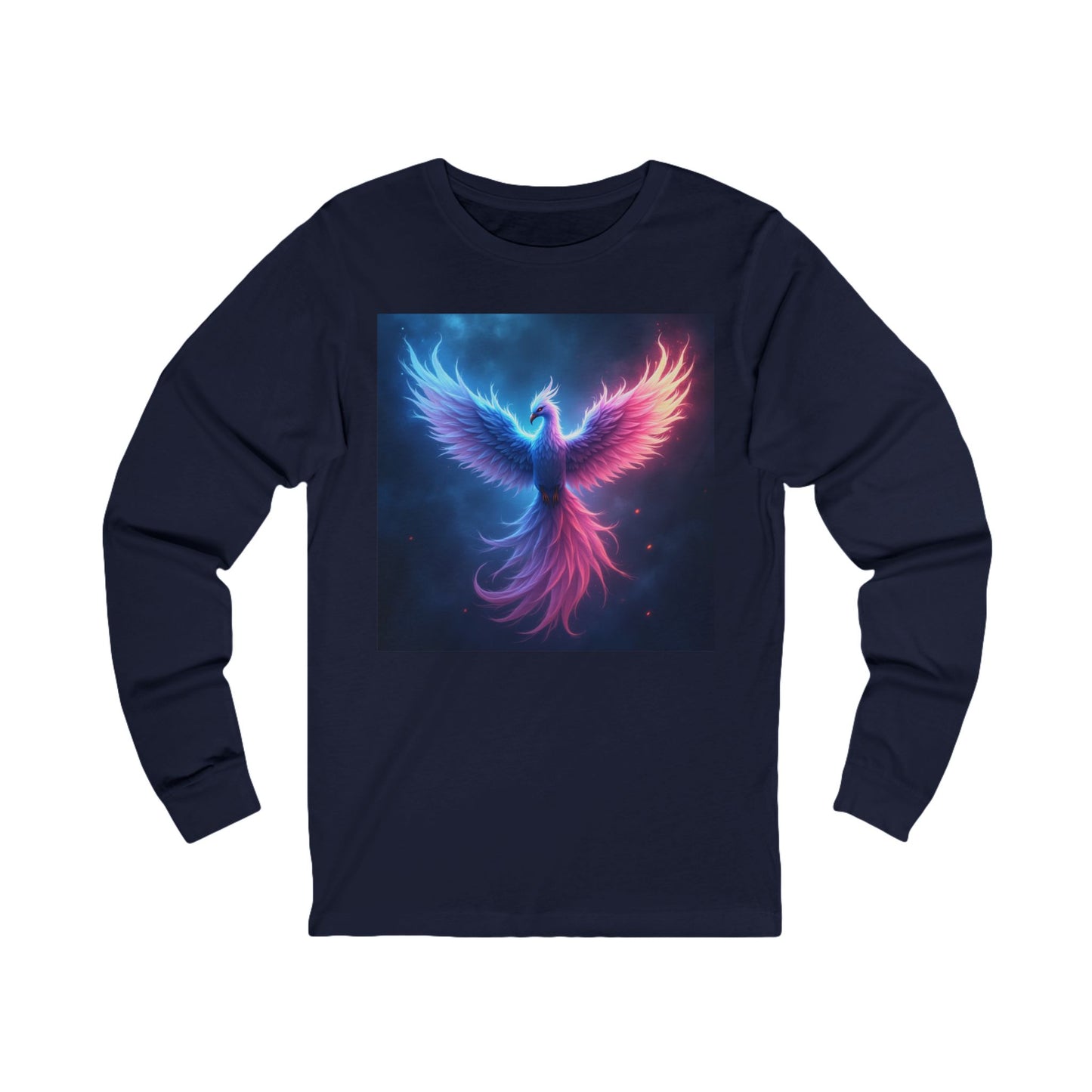 Blue and Pink Phoenix Unisex Jersey Long Sleeve Tee