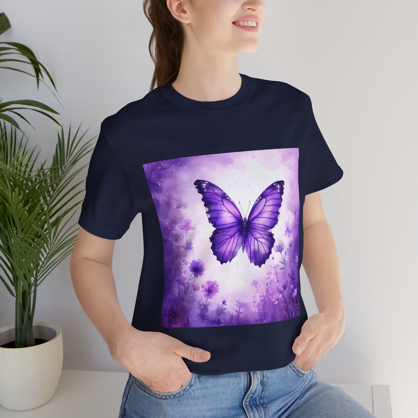 Lavender Flutter Unisex Short Sleeve Tee - Nature Inspired T-Shirt for Relaxed Days
