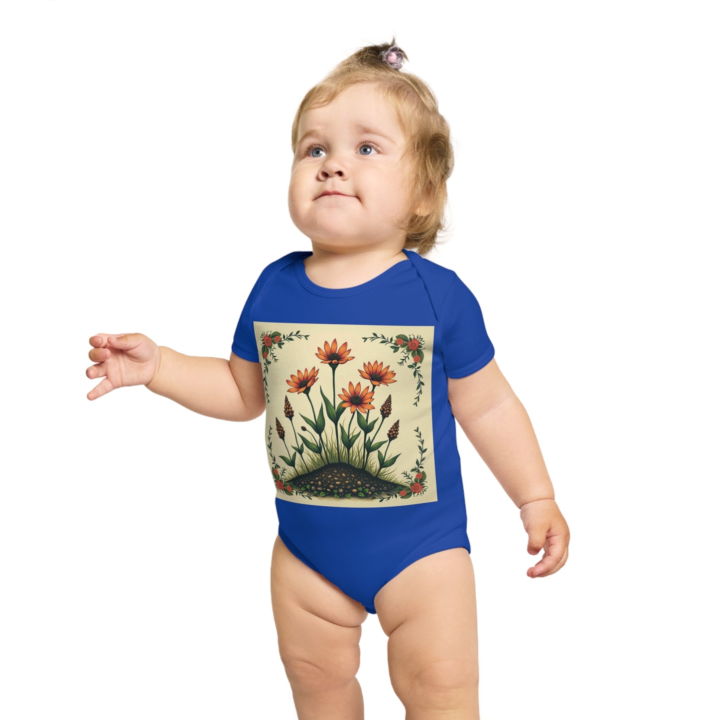 Floral Short Sleeve Spring Time Baby Bodysuit | Cute Floral Design for Infants