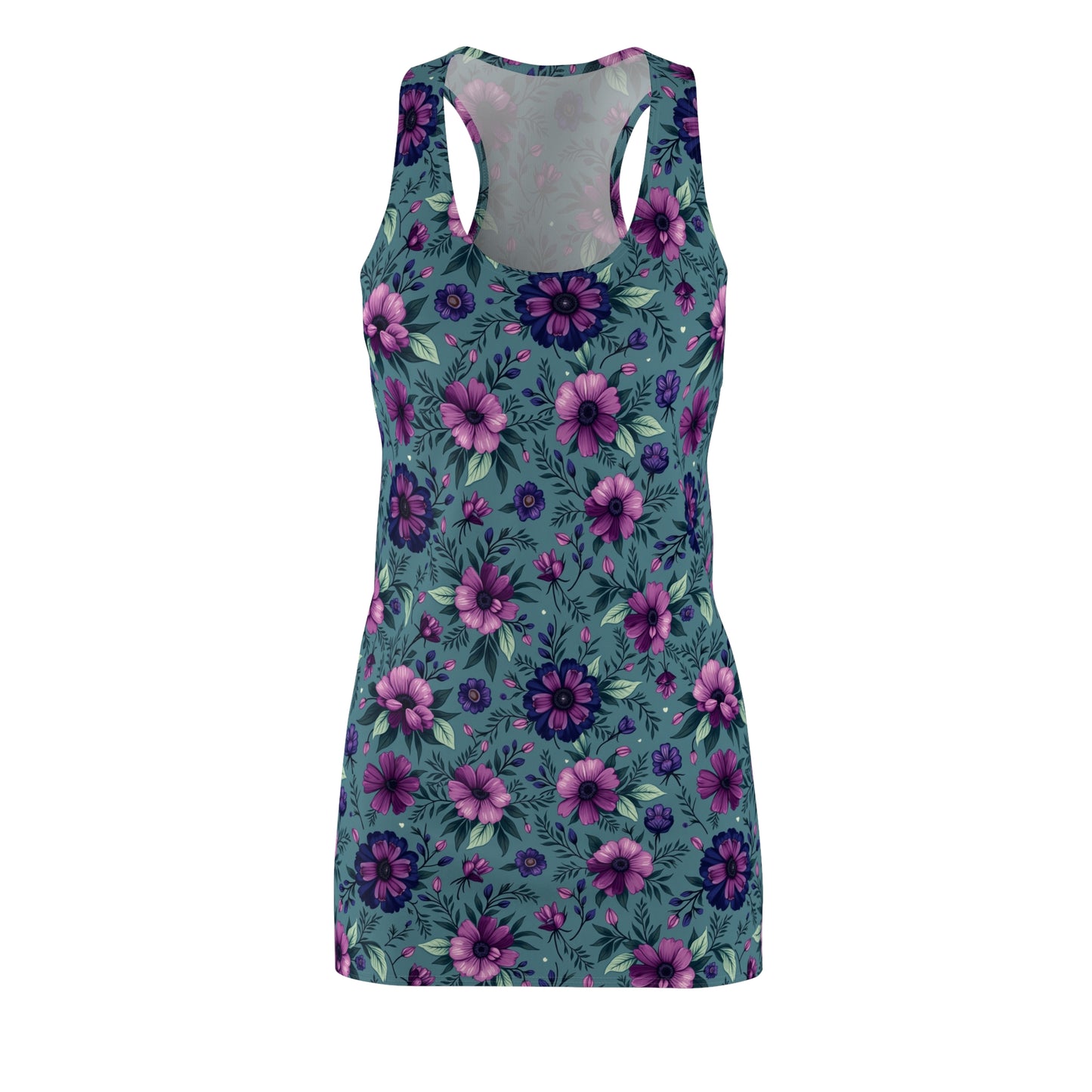 Purple and Teal Floral Racerback Dress – Perfect for Summer & Casual Outings