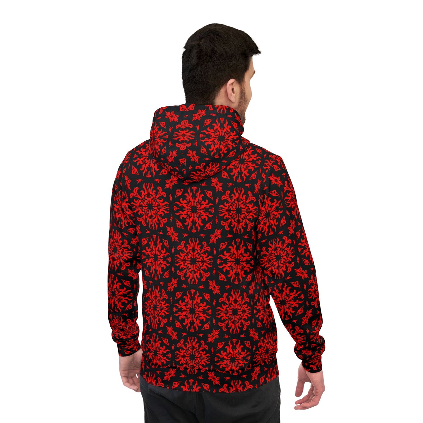 Red and Black Mesmerizing Mandala Athletic Hoodie (AOP)