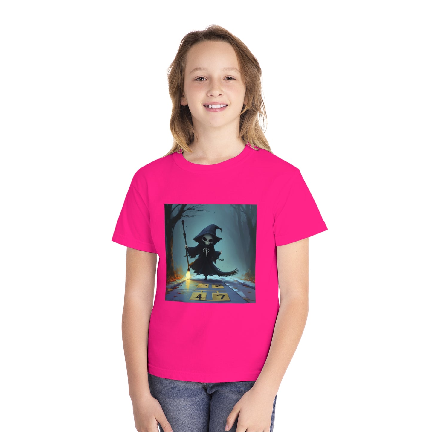 Grim Reaper Playing Hopscotch Youth Midweight Tee