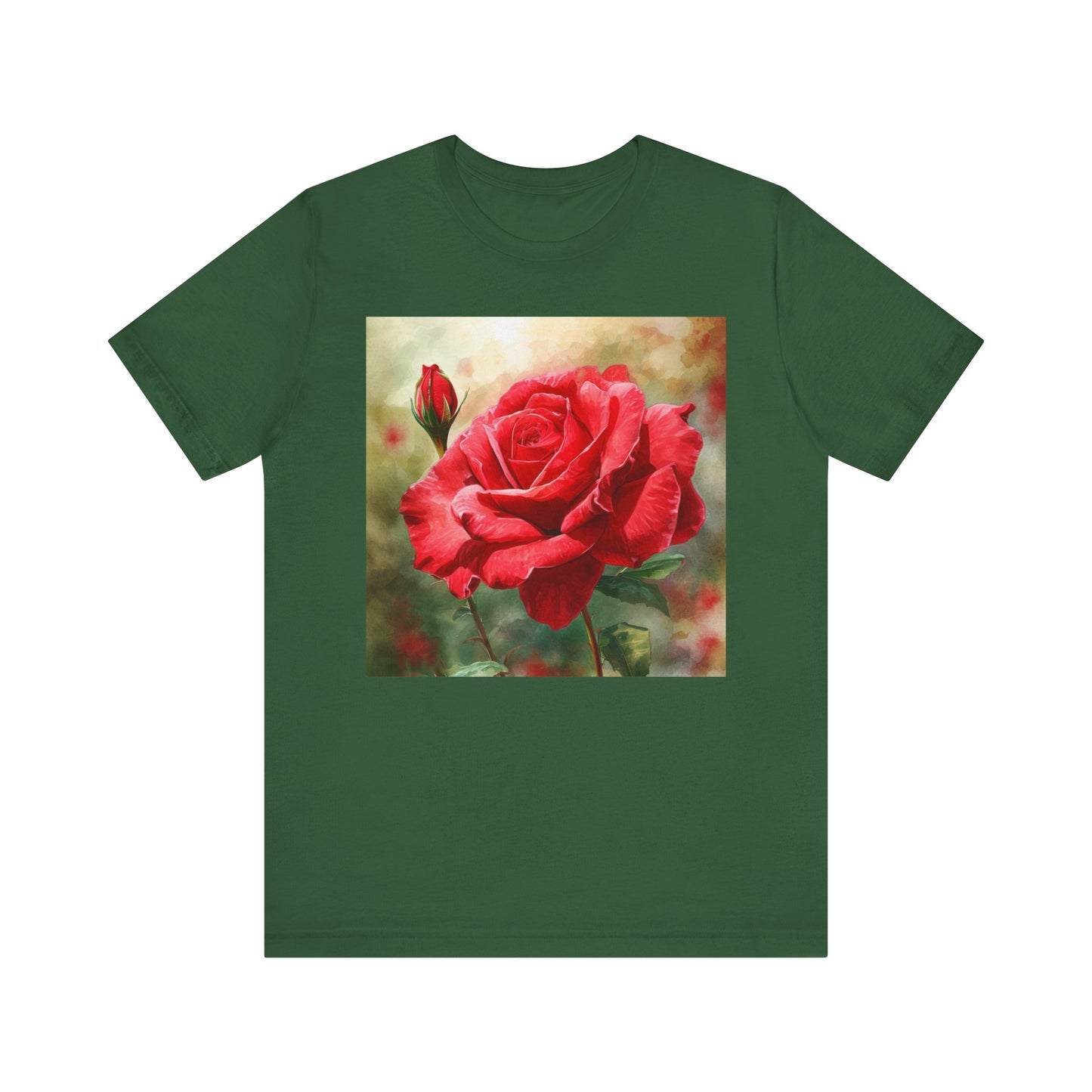 Elegant Rose Short Sleeve Tee - Perfect for Nature Lovers & Everyday Comfort