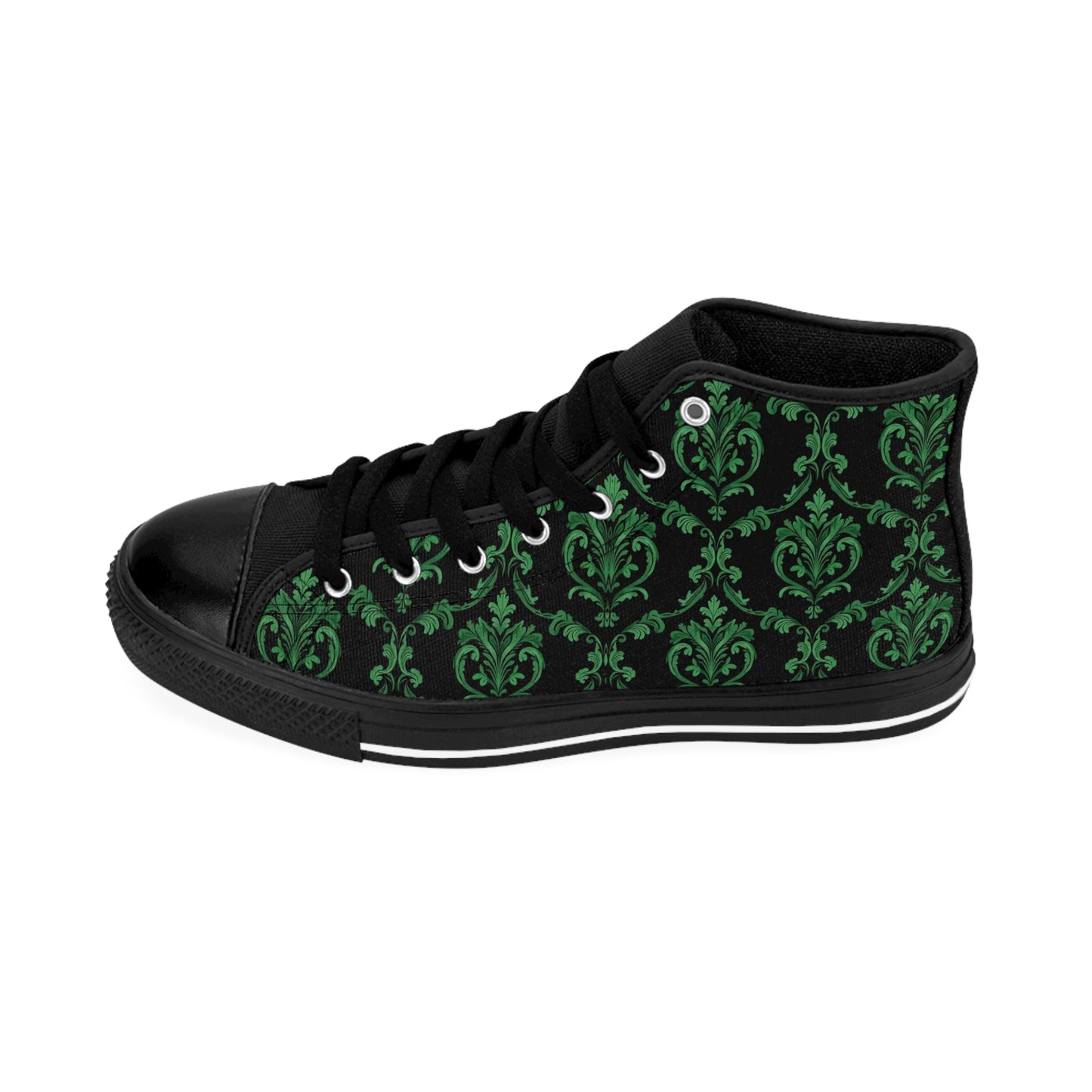 Emerald Victorian Gothic Damask Women's Classic Sneakers