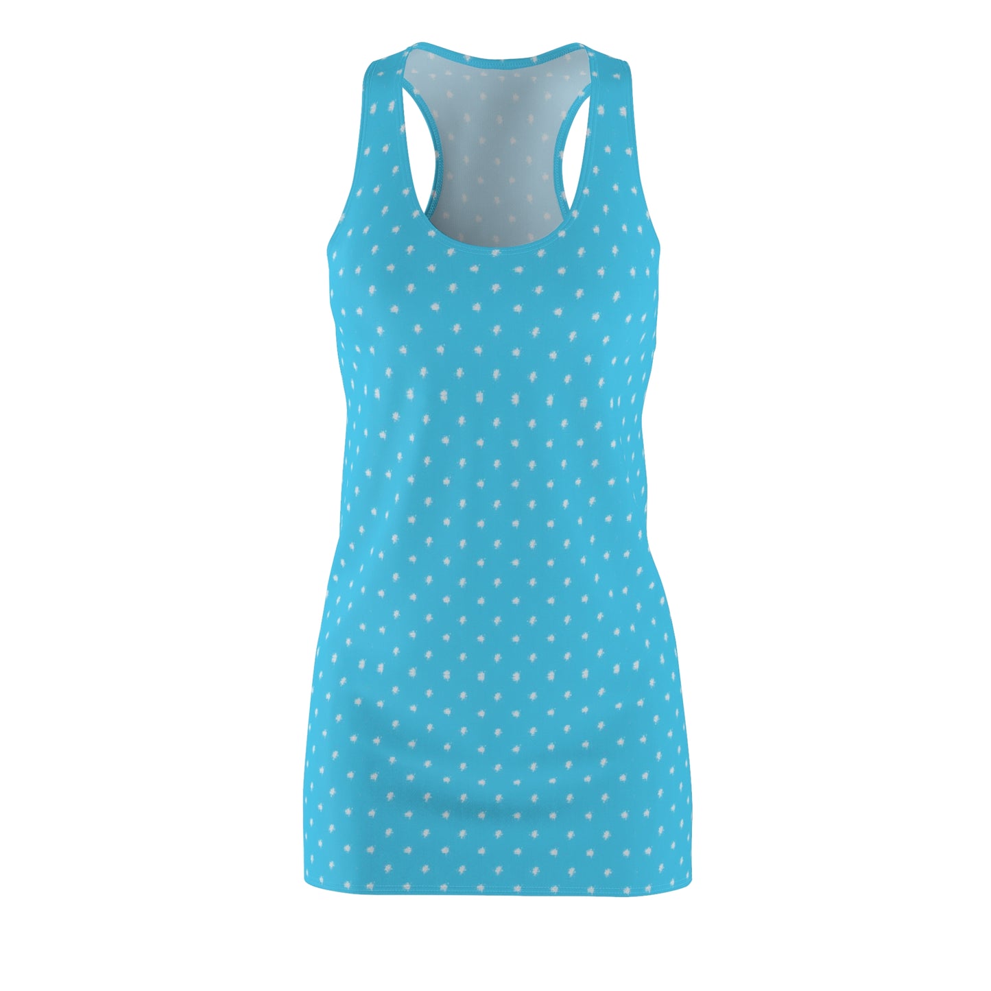 Light Blue and White Polka Dot Racerback Dress - Casual Summer Style
