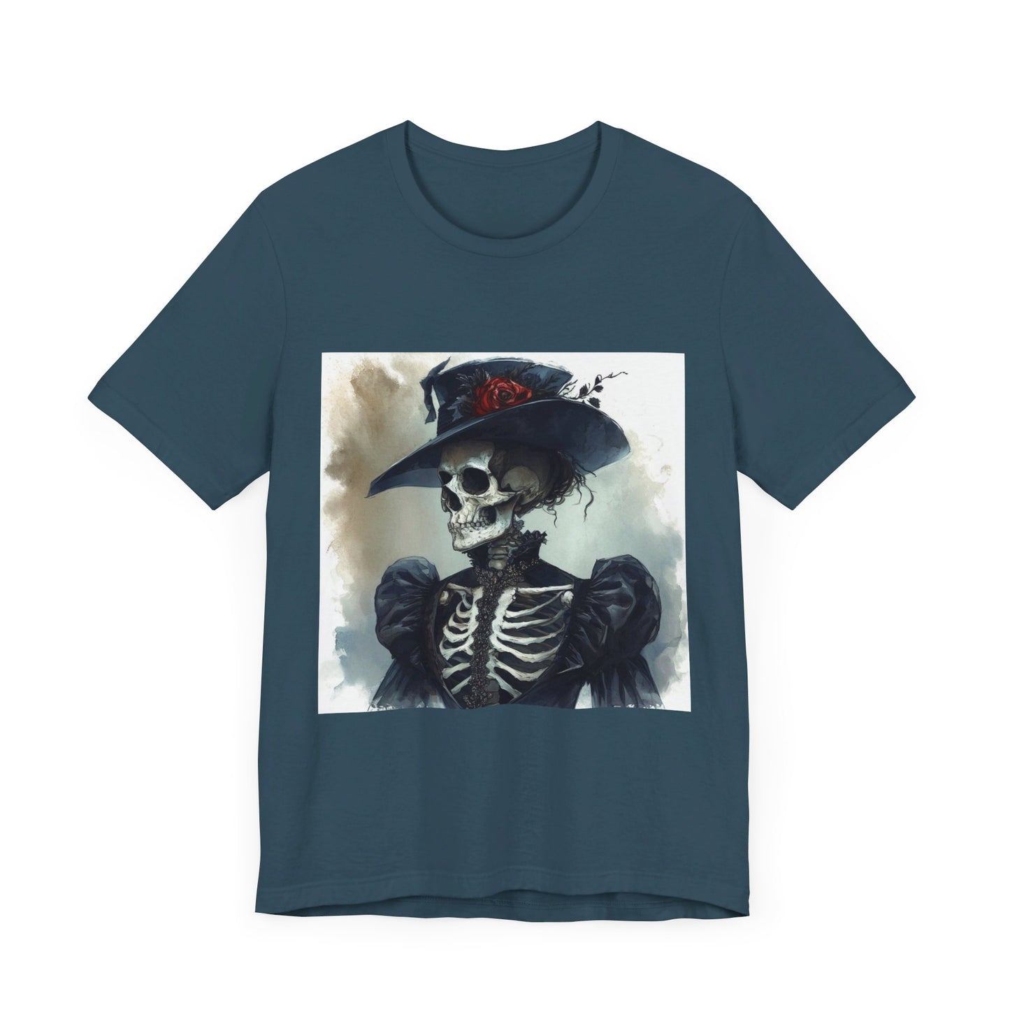 Rose Hat Skeleton Unisex Jersey Short Sleeve Tee