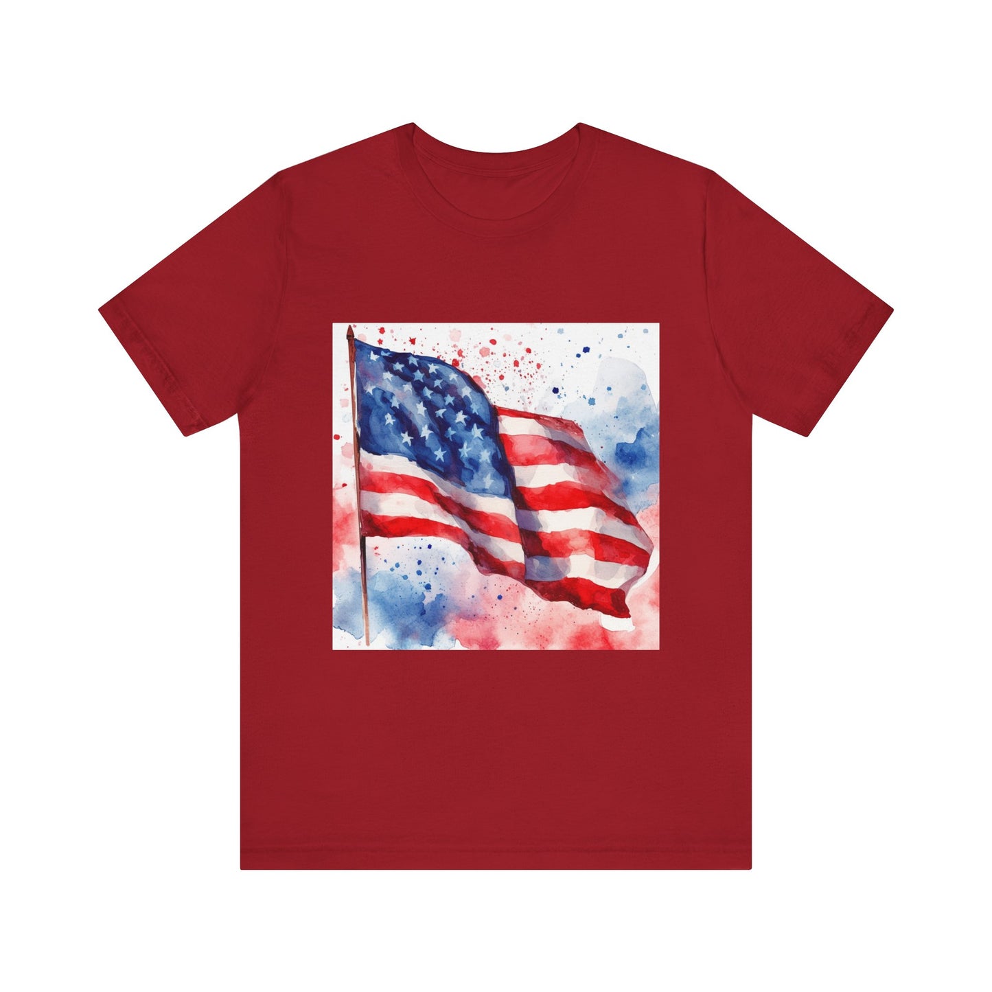 Patriotic Watercolor Flag Tee - Unisex Short Sleeve Shirt for Independence Day
