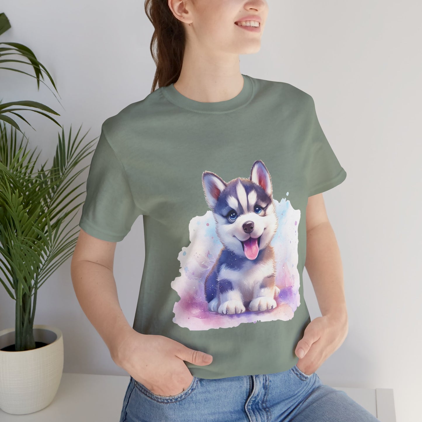Cute Husky Unisex Jersey Short Sleeve Tee