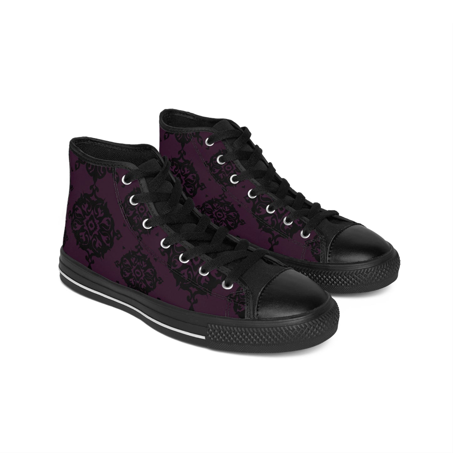 Dark Purple Gothic Pattern Women's Classic Sneakers
