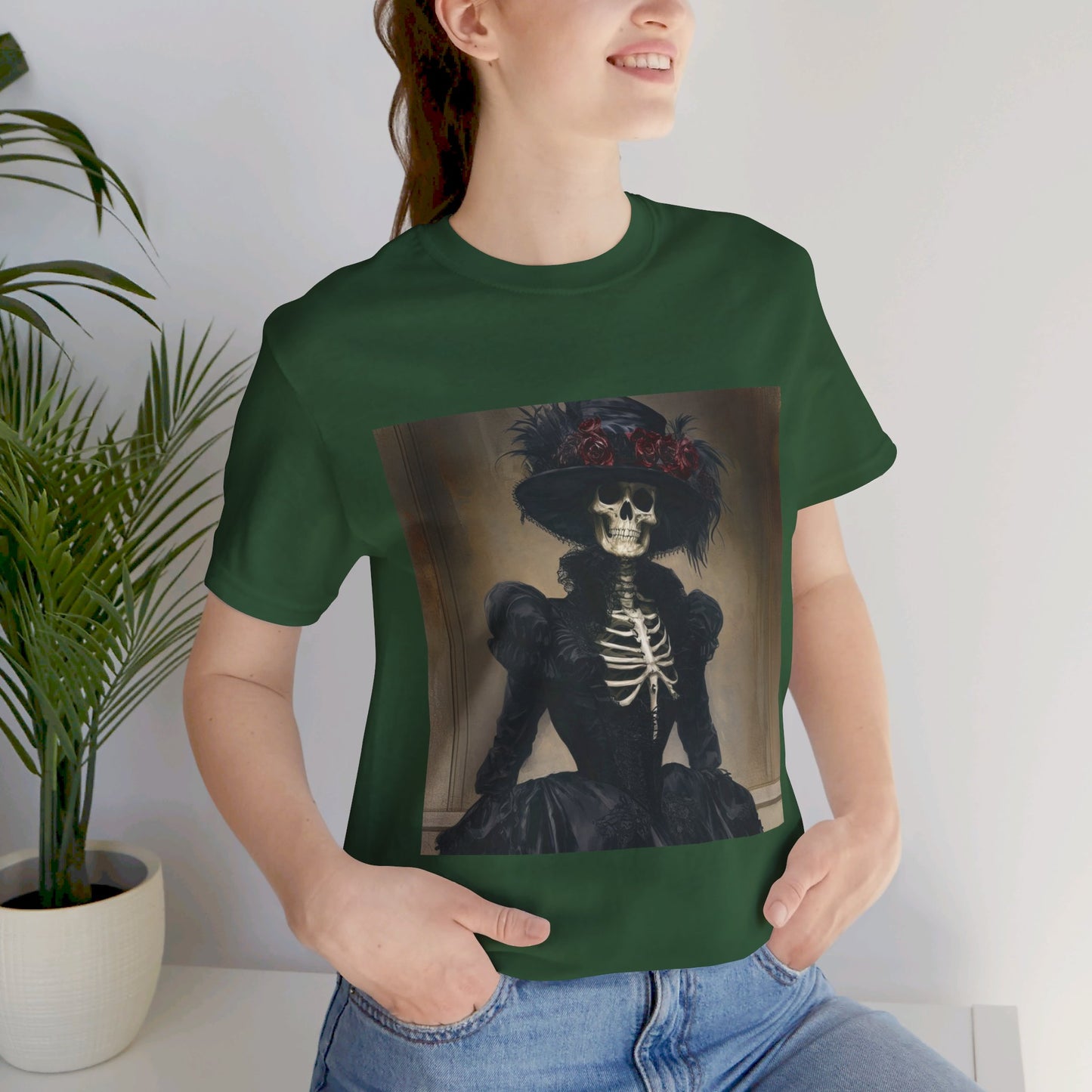 Creepy victorian Skeleton Unisex Jersey Short Sleeve Tee