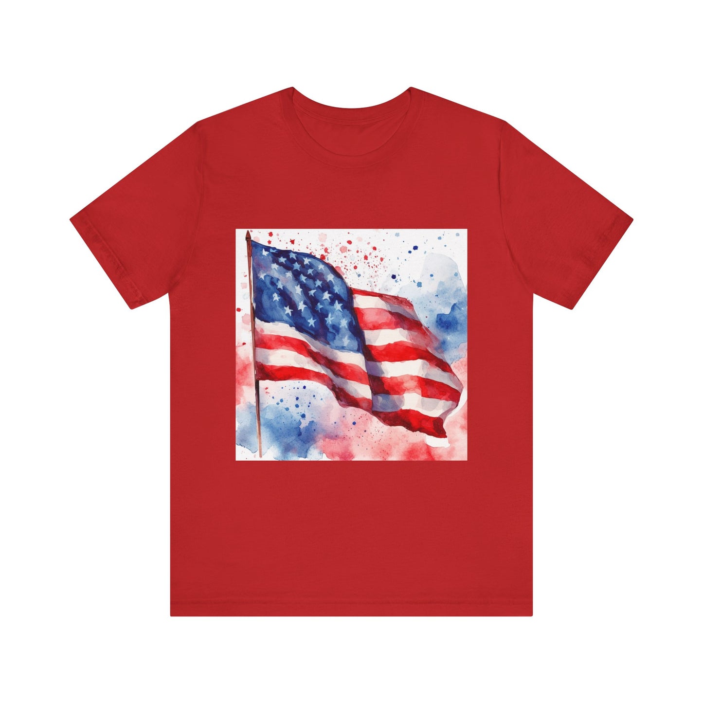 Patriotic Watercolor Flag Tee - Unisex Short Sleeve Shirt for Independence Day