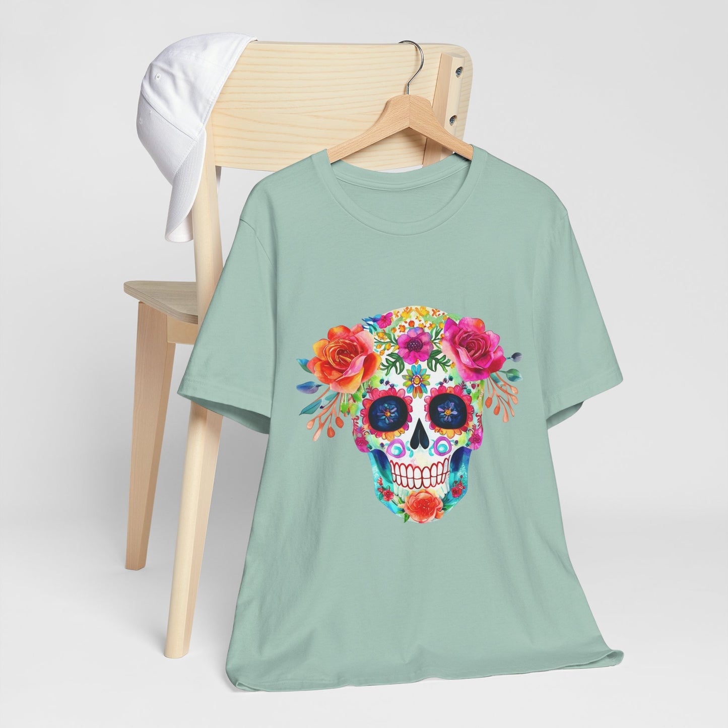 Day of the Dead Floral Sugar Skull Unisex Jersey Short Sleeve Tee
