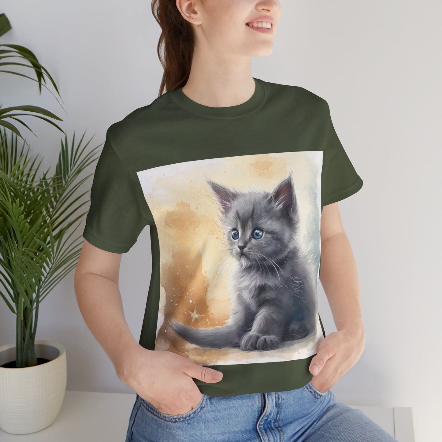Fluffy Gray Kitten Unisex Jersey Short Sleeve Tee
